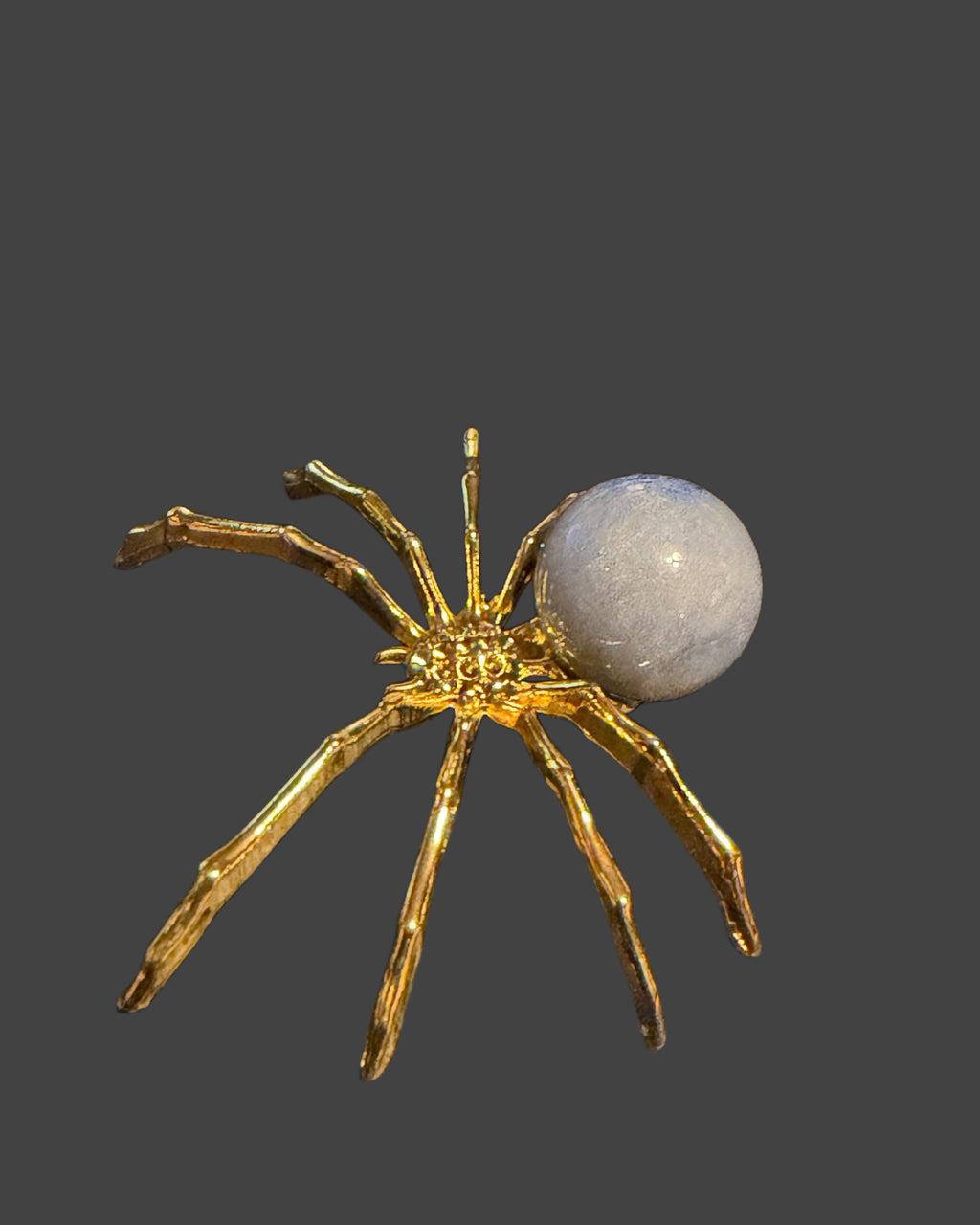 Blue Aventurine Spider Familiar - Gold Toned