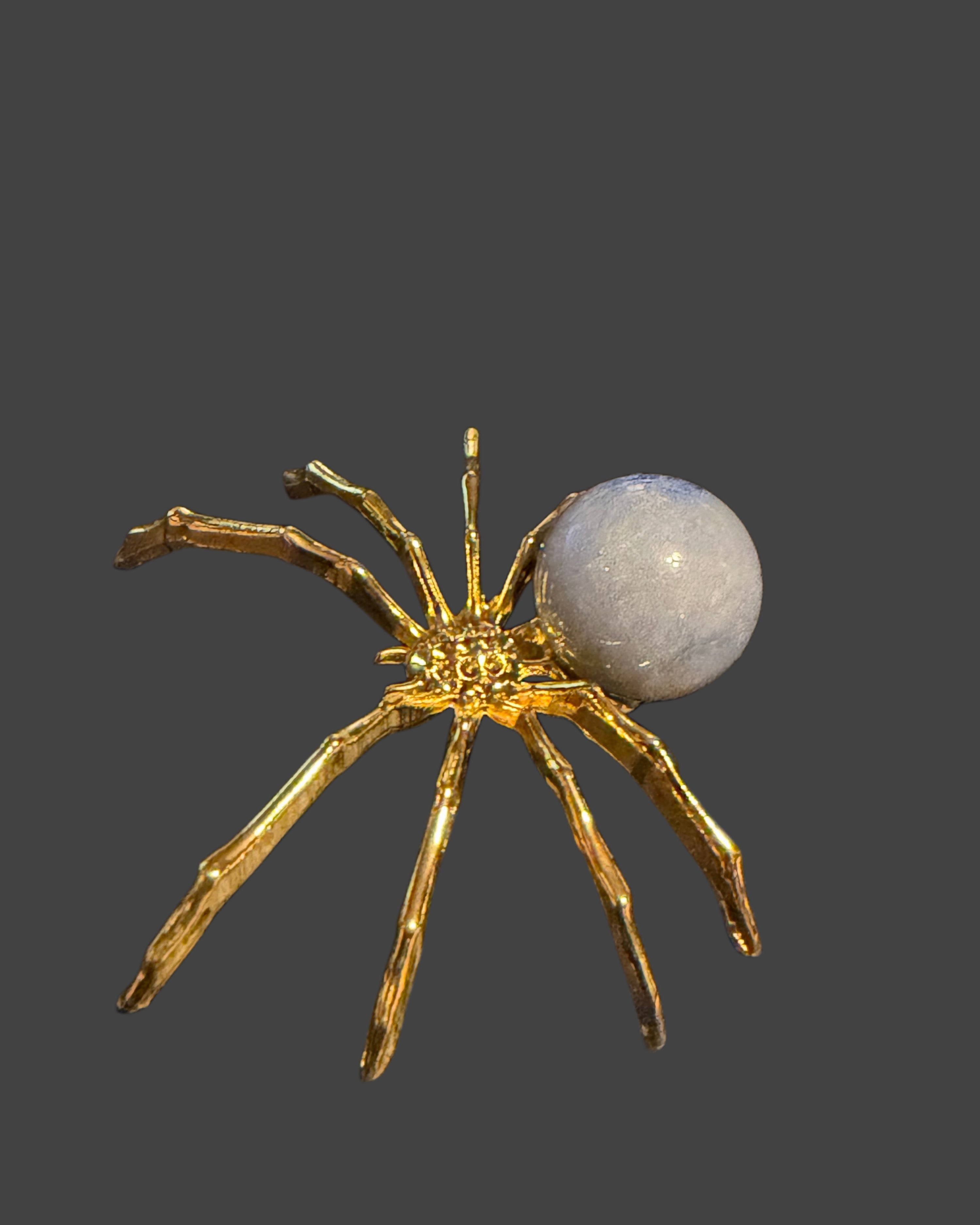Blue Aventurine Spider Familiar - Gold Toned