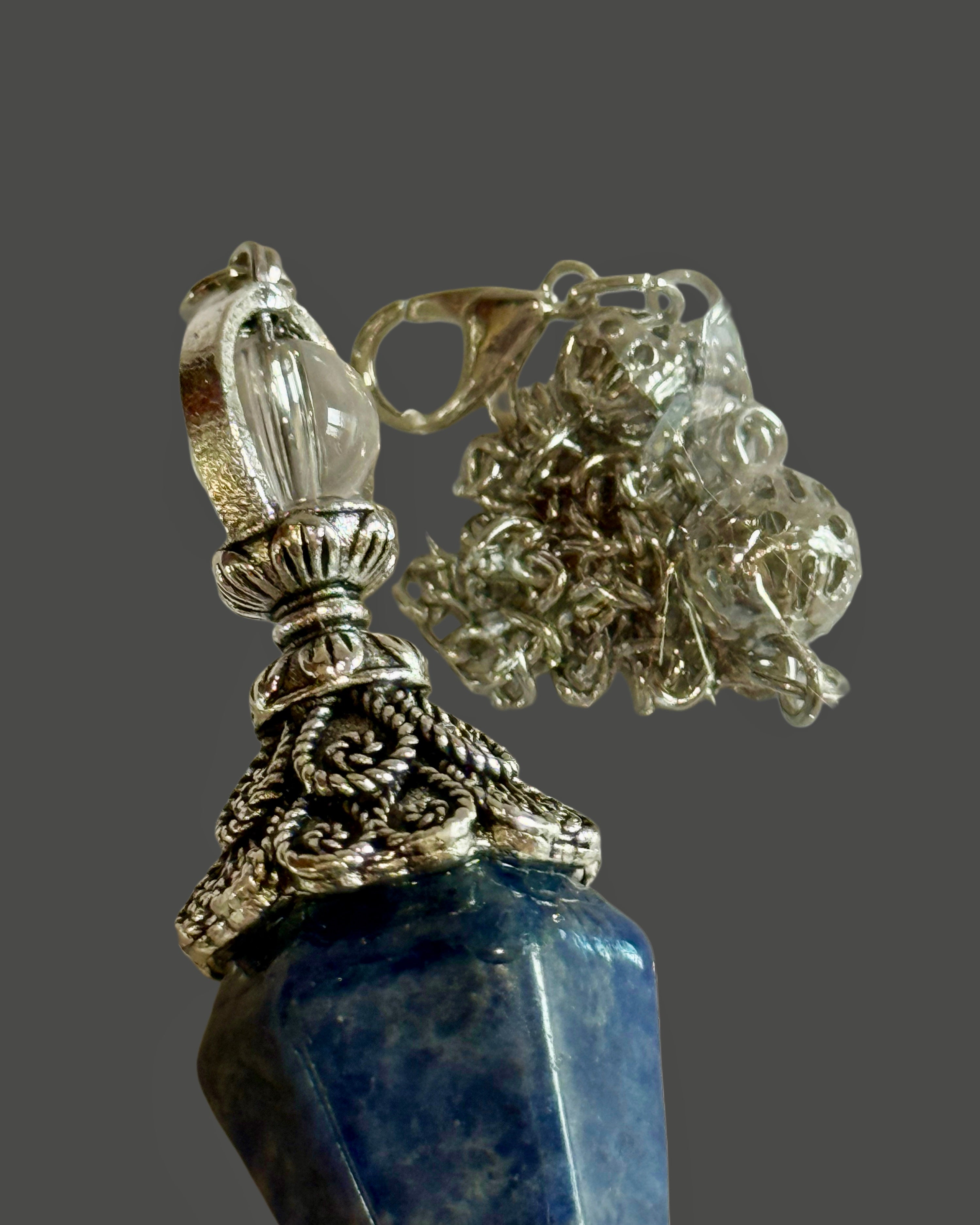 Crystal Pendulum -Silver Plated Chain, Various Stones