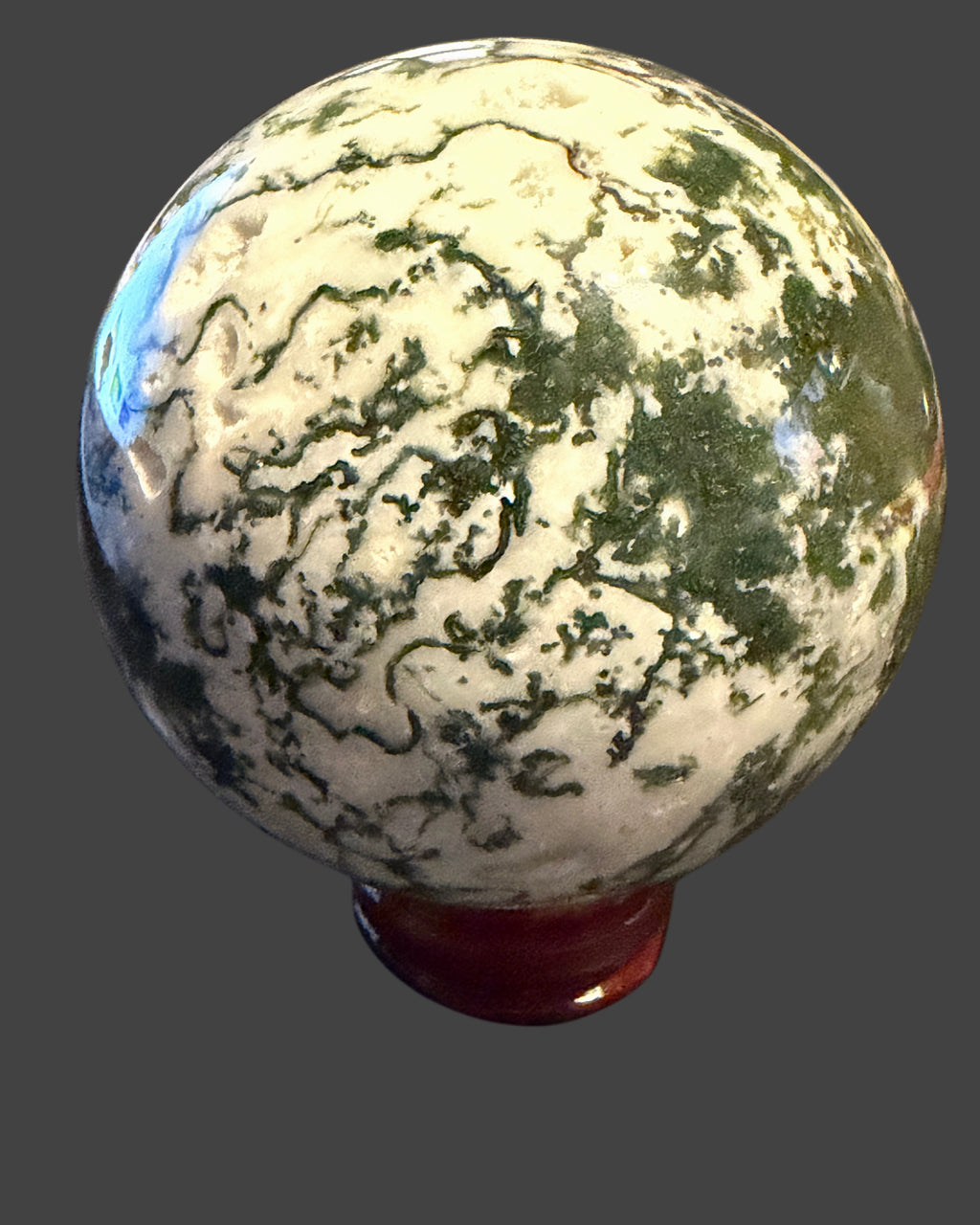 Moss Agate Sphere - 68 mm.