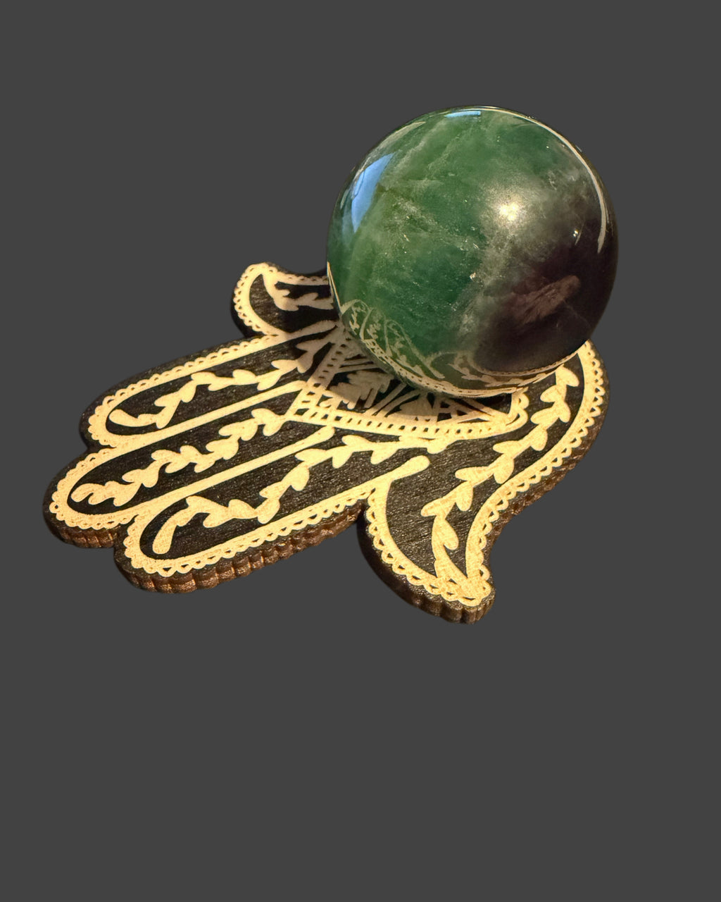 fluorite sphere with wood stand (M01)