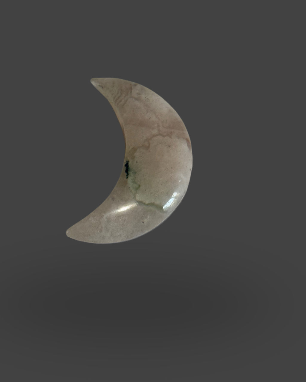 Flower Agate Crescent Moon - 1" Mini Carving