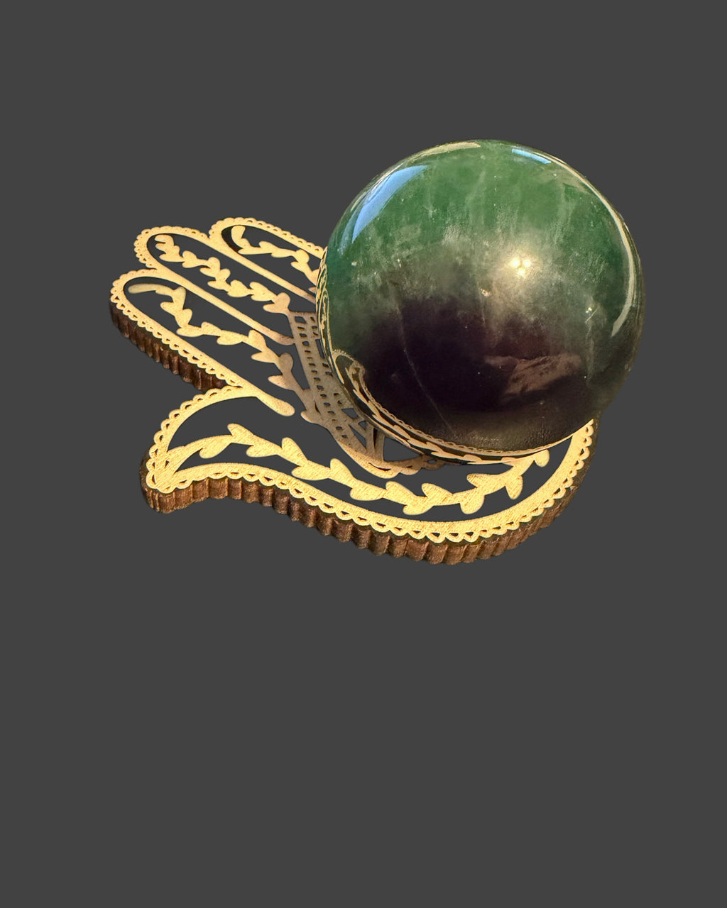 fluorite sphere with wood stand (M01)