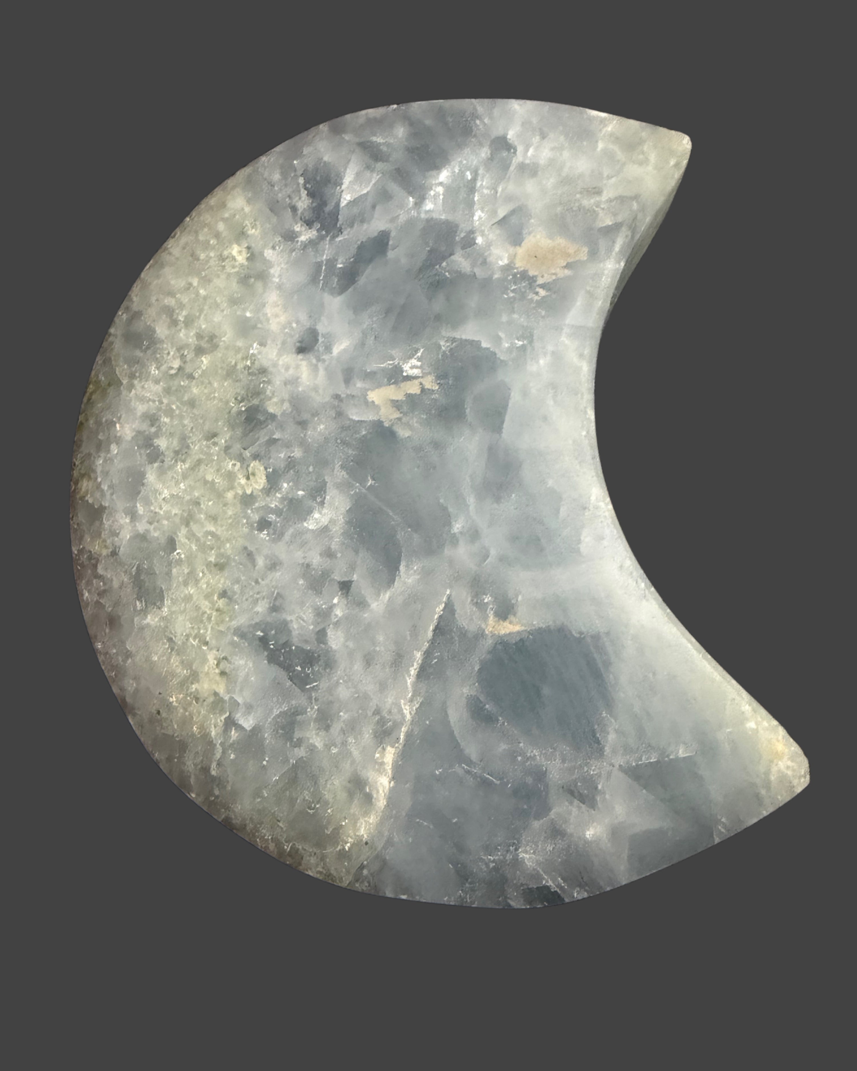 Blue Calcite Moon Carving - 4.5 Inches