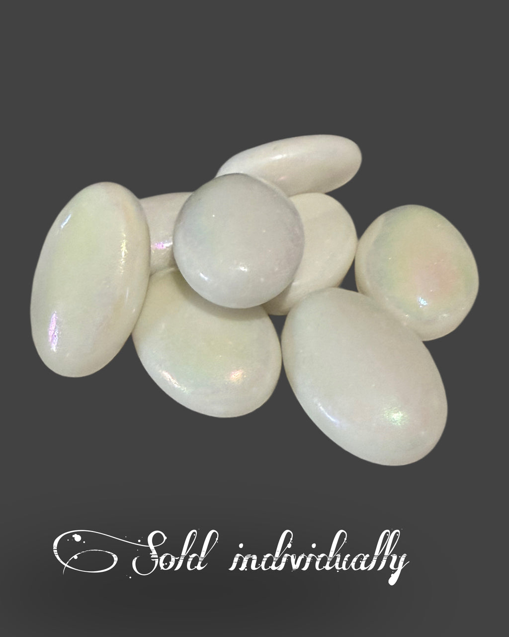Aura Coated White Jade Palm Stone - 2 inches