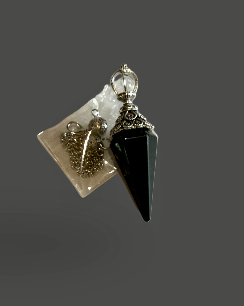 Crystal Pendulum -Silver Plated Chain, Various Stones