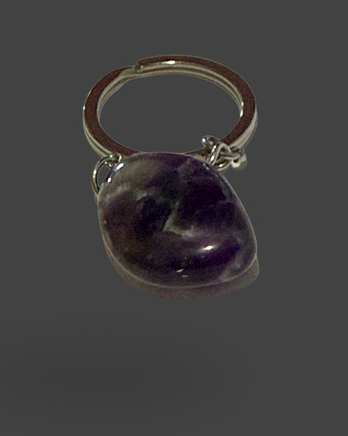 Chevron Amethyst Crystal Keychain - Clarity & Calm
