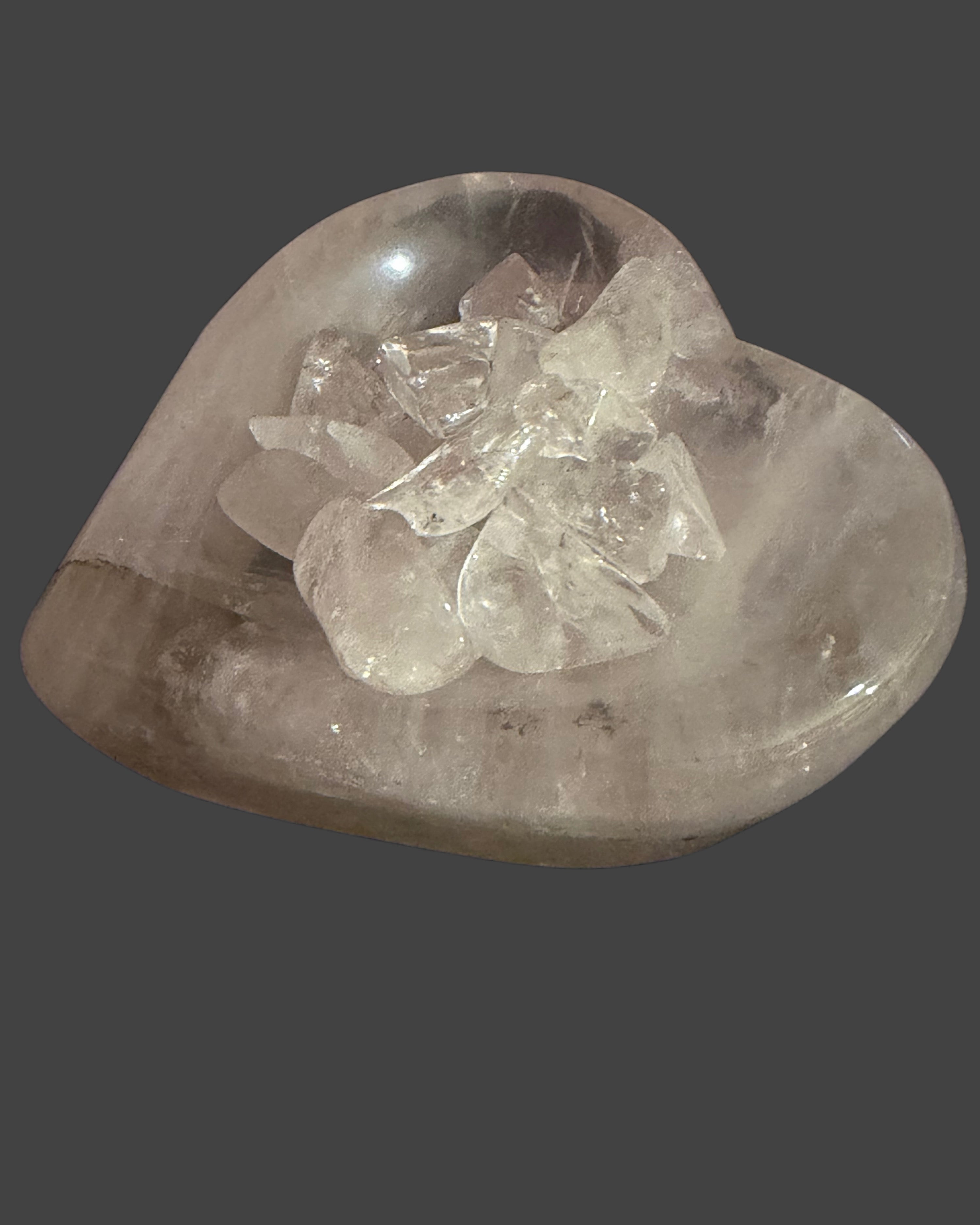 Rose Quartz Heart Bowl with Crystal Chips