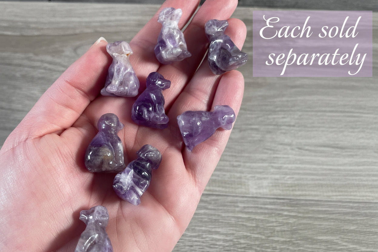 Amethyst Mini Dog Carving