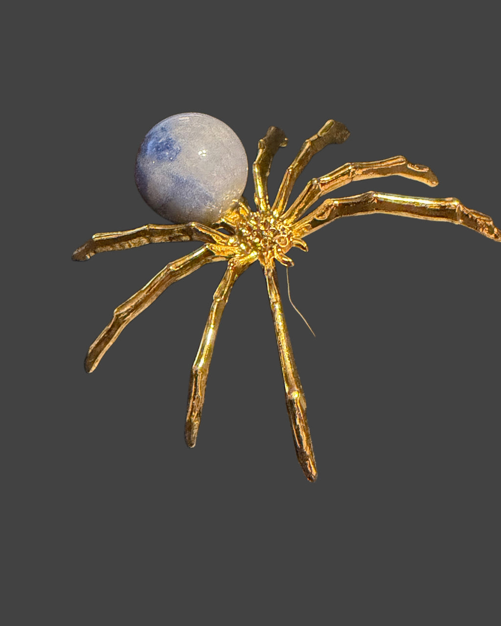 Blue Aventurine Spider Familiar - Gold Toned