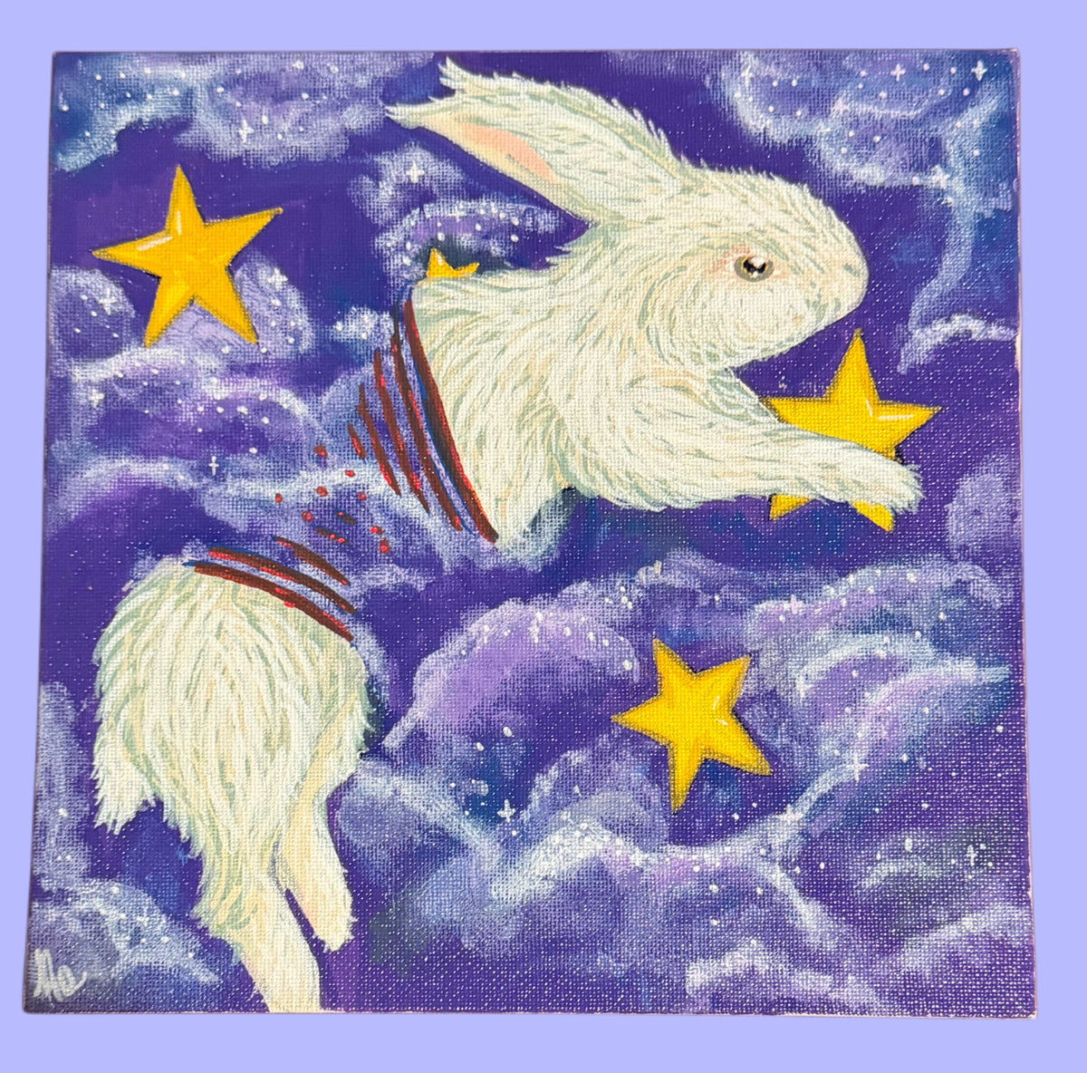 Original Bunny Painting - 8 x 8 Canvas