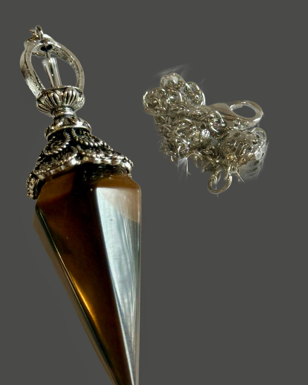 Crystal Pendulum -Silver Plated Chain, Various Stones