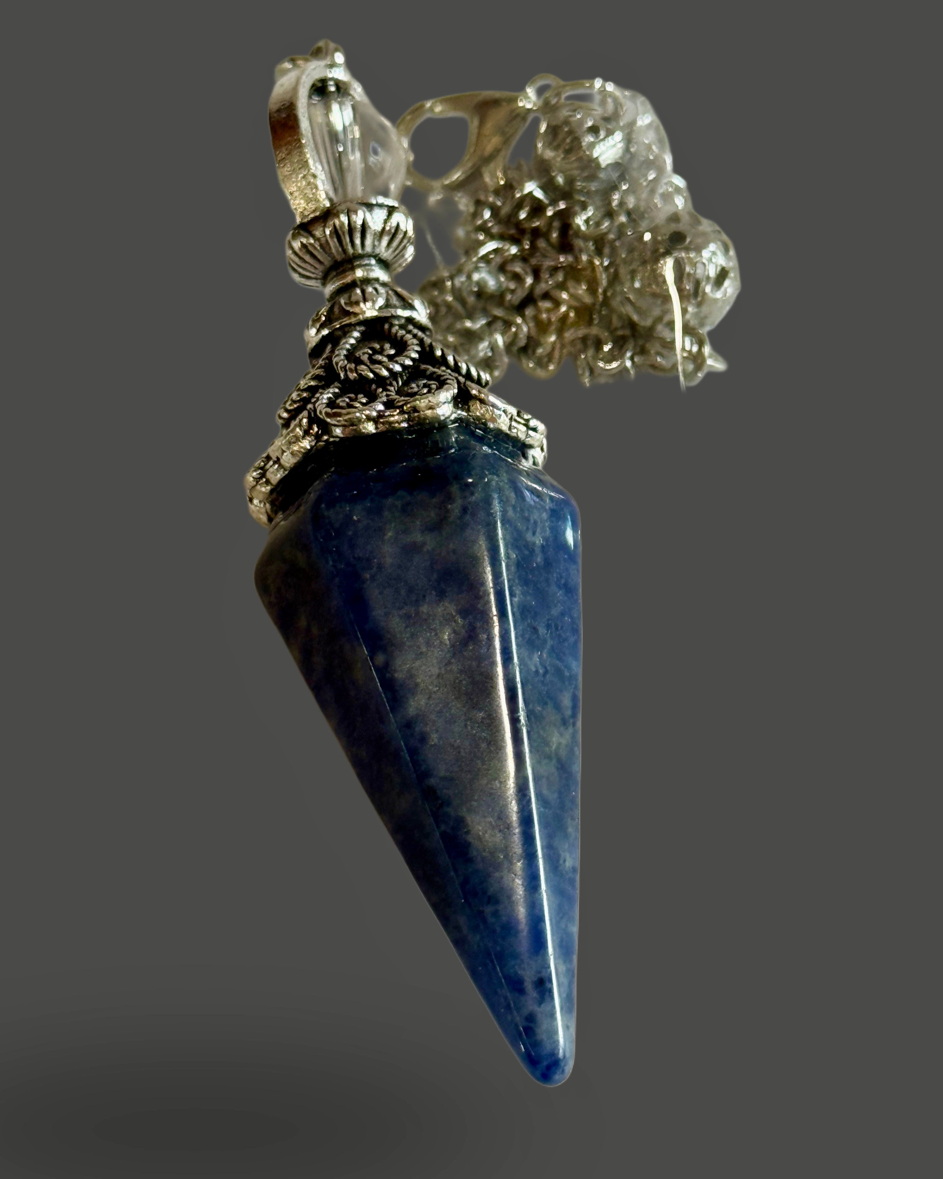 Crystal Pendulum -Silver Plated Chain, Various Stones