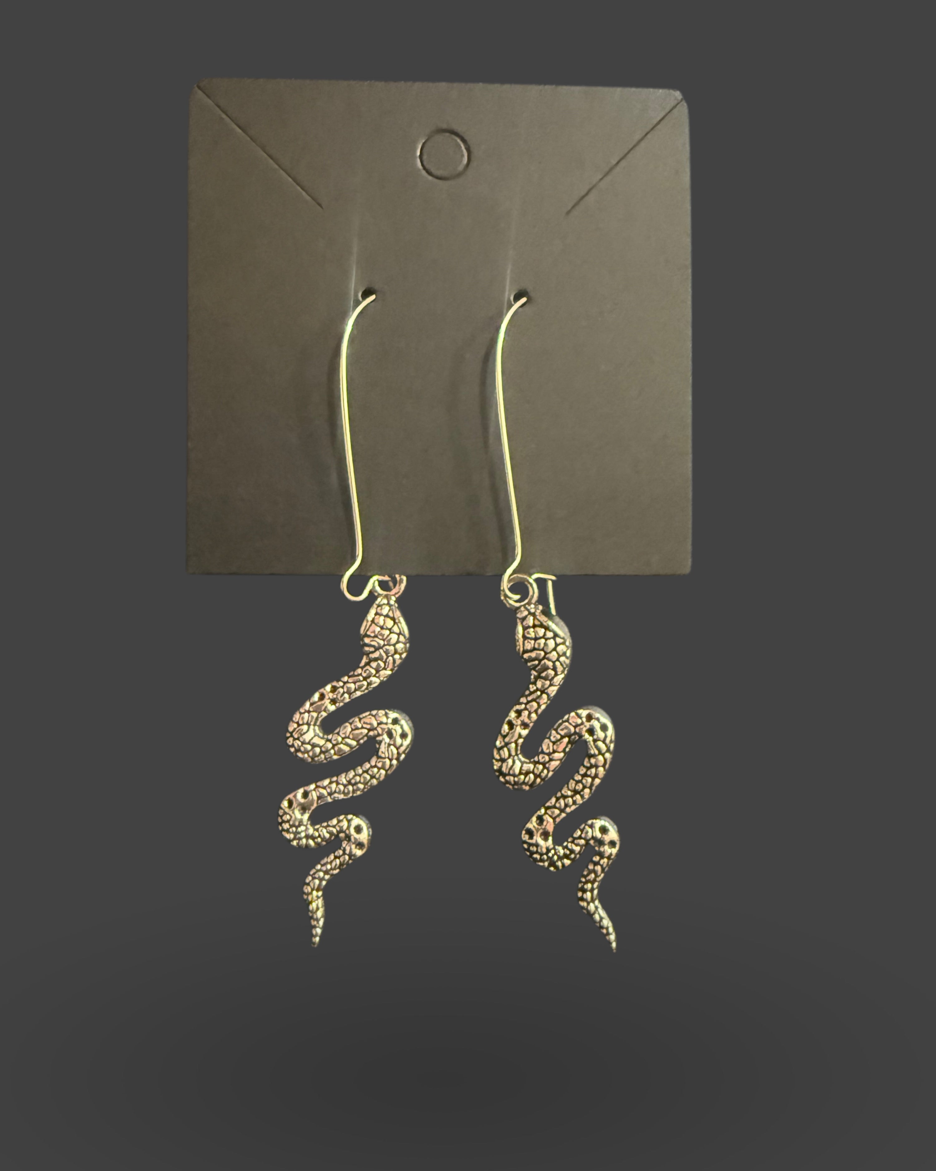 Silver Snake Earring Set