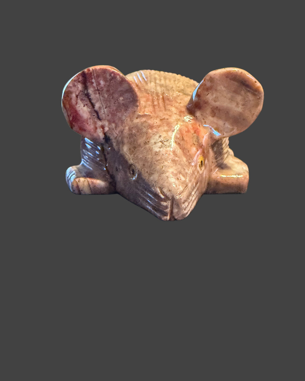 Carved Soapstone Rat - 3 In.
