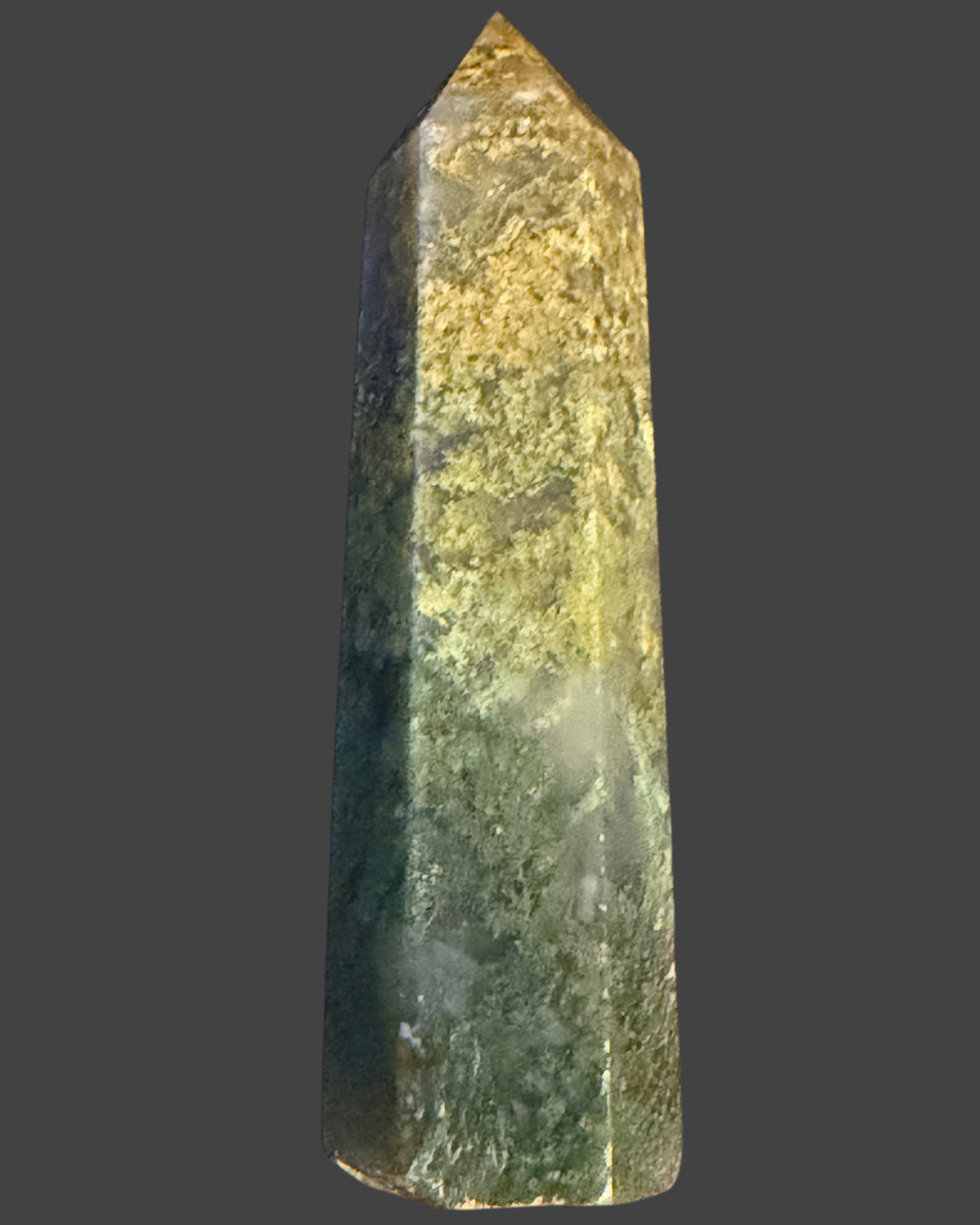 Moss Agate Tower with Druzy