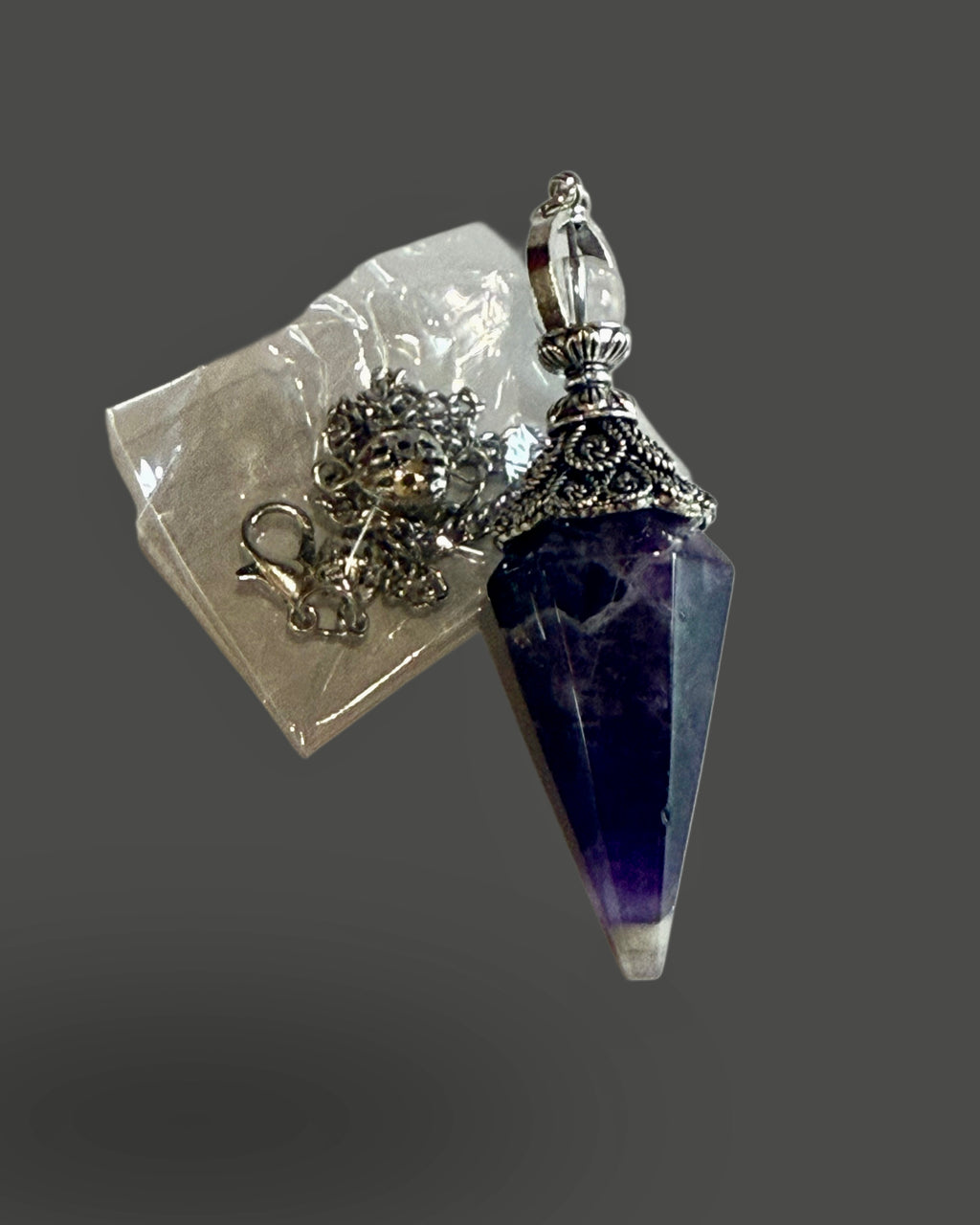 Crystal Pendulum -Silver Plated Chain, Various Stones