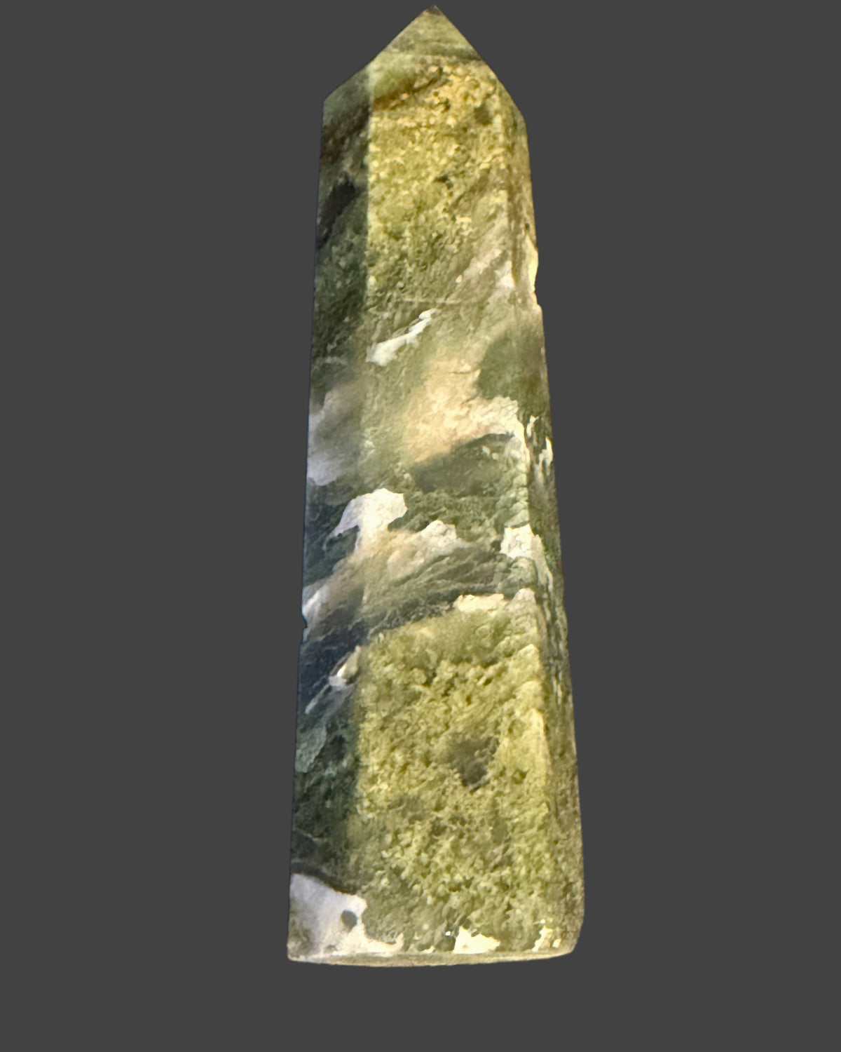 Moss Agate Tower with Druzy