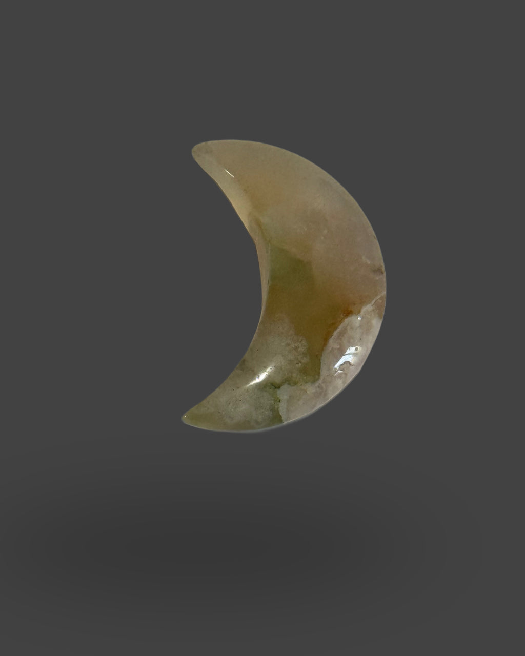 Flower Agate Crescent Moon - 1" Mini Carving