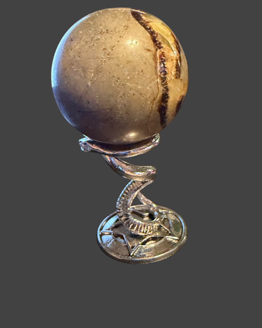 Septarian Sphere on Silver-tone Serpent Stand