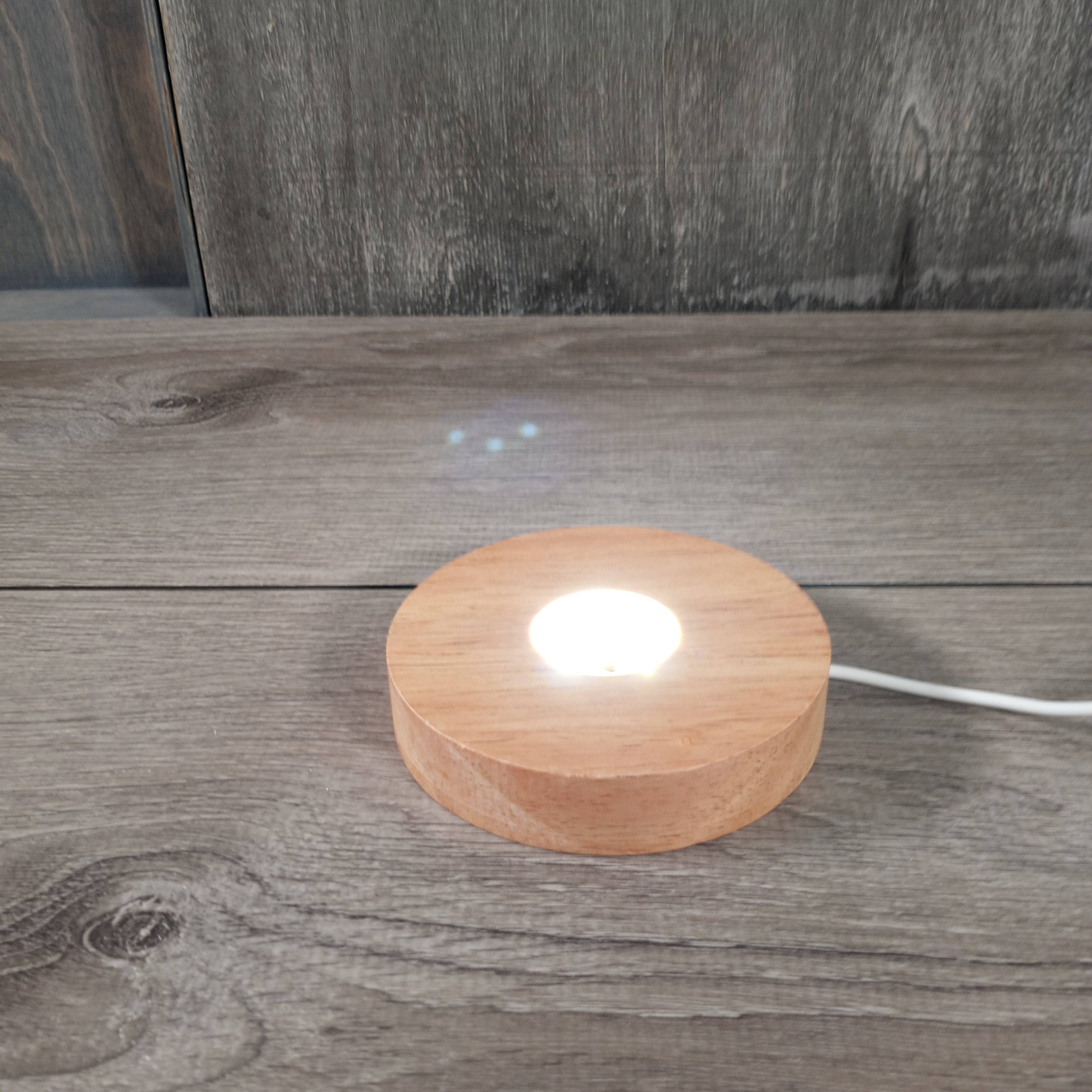LED Crystal Display Light Stand – Round 80 mm White