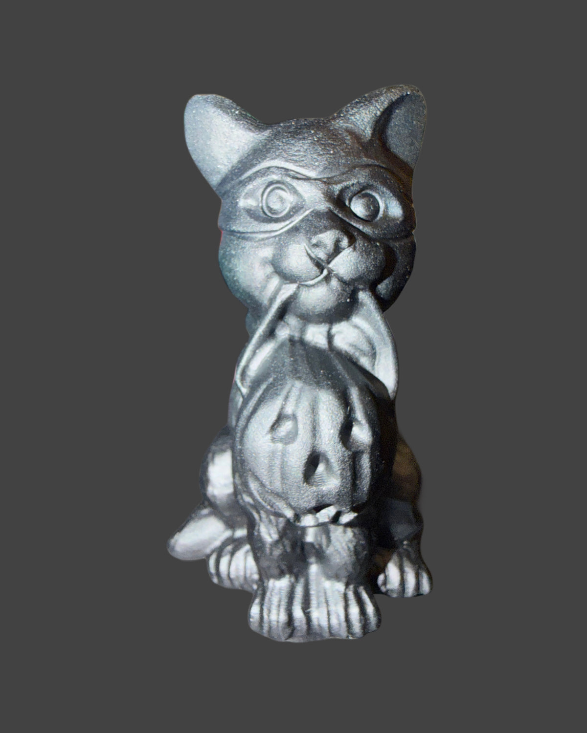 Halloween Kitty Obsidian Carving - 4 In.