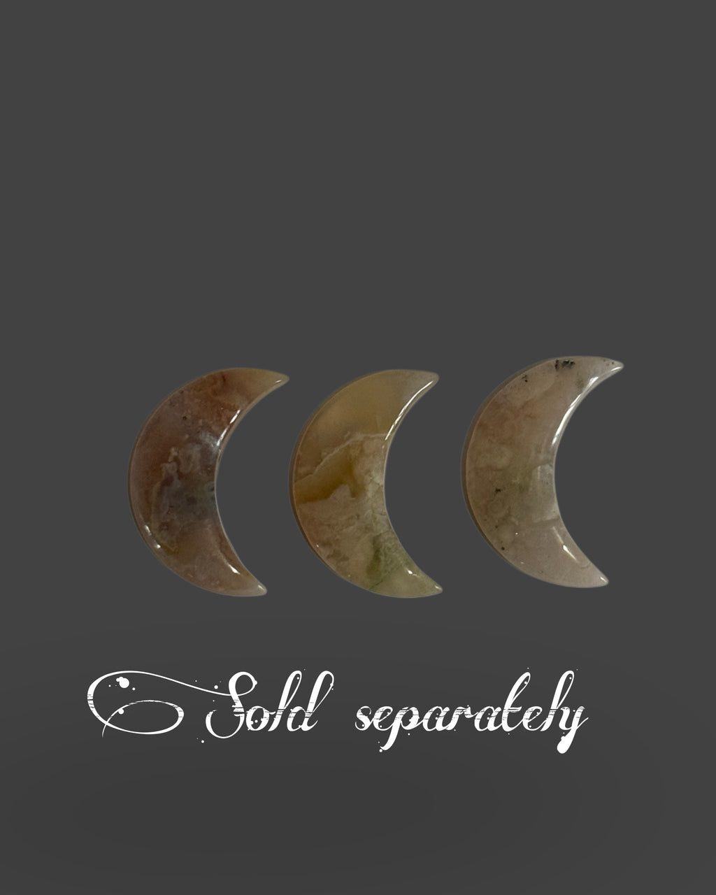 Flower Agate Crescent Moon - 1" Mini Carving