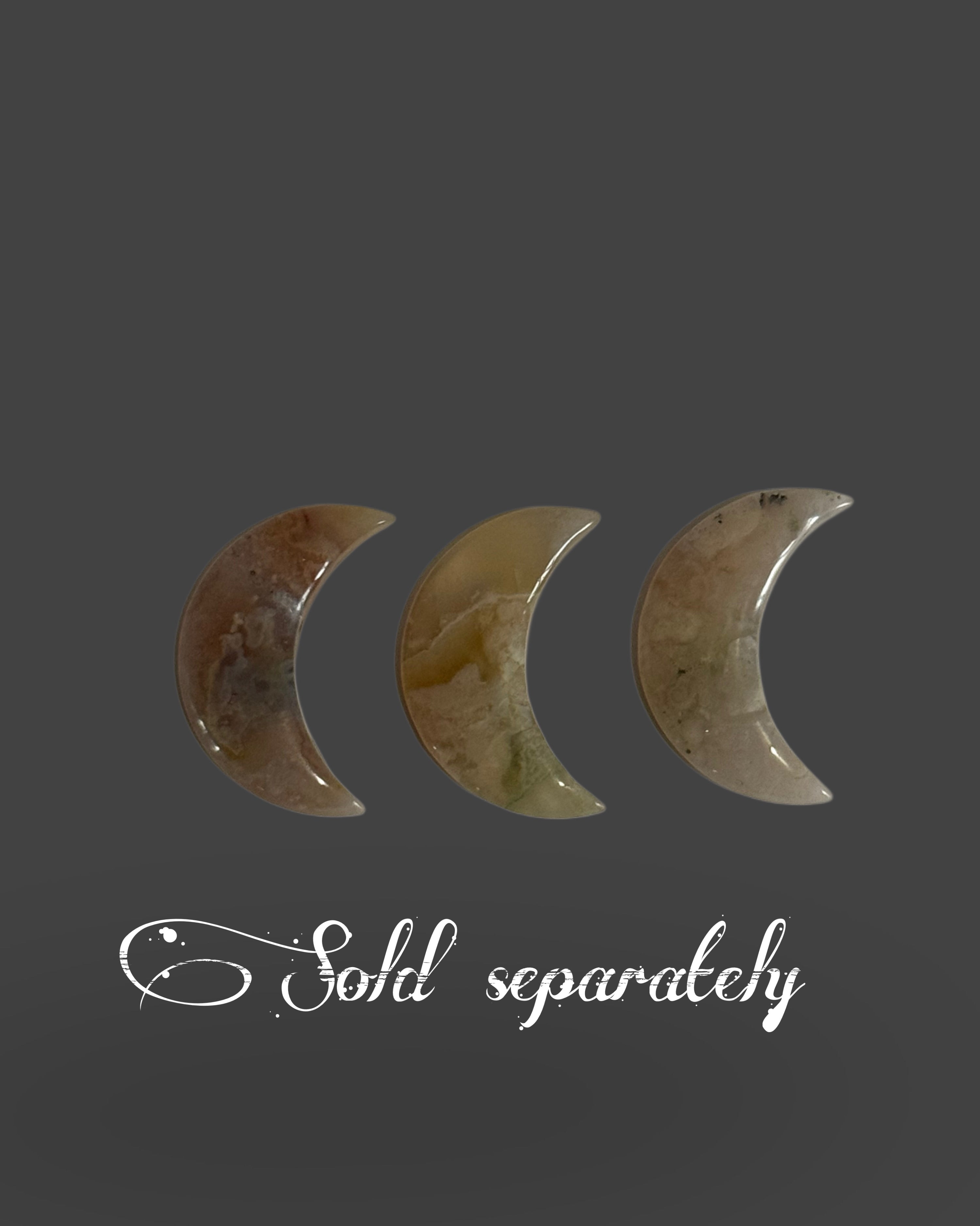Flower Agate Crescent Moon - 1" Mini Carving