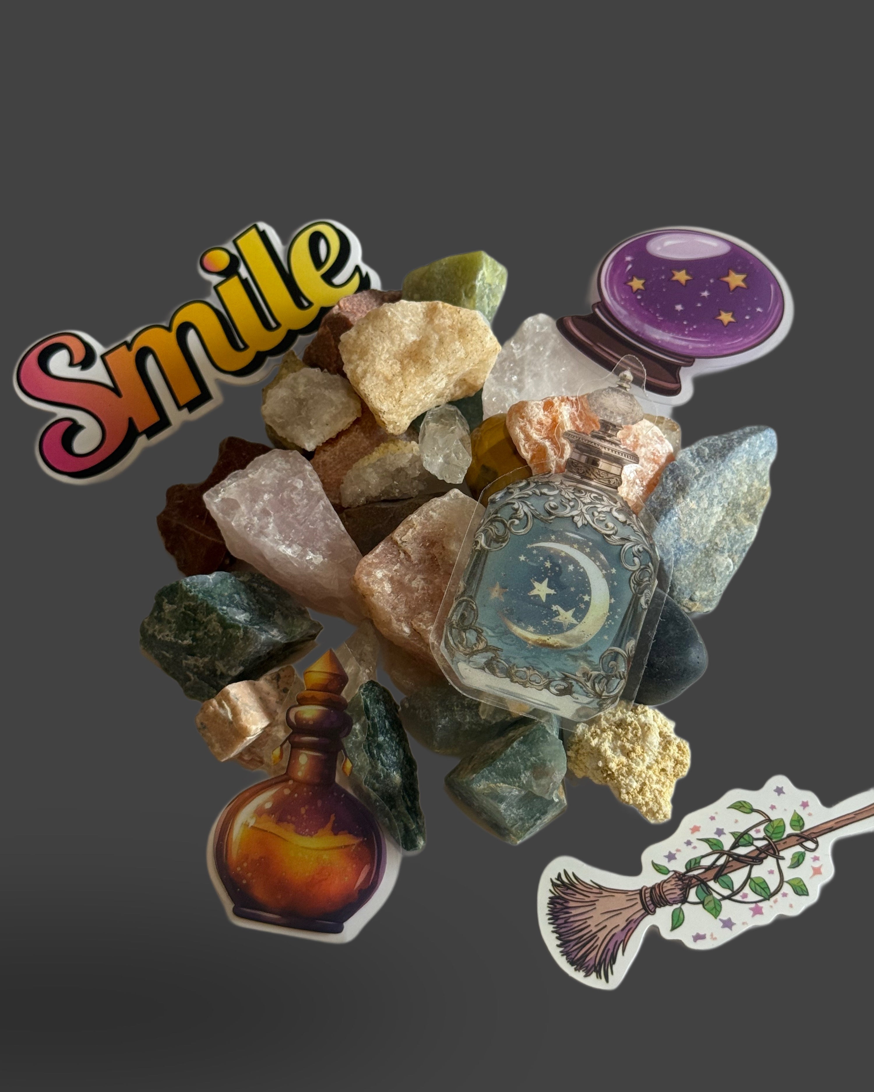 Veiled Stone & Seal Bundle - Mystery Crystal & Sticker Set
