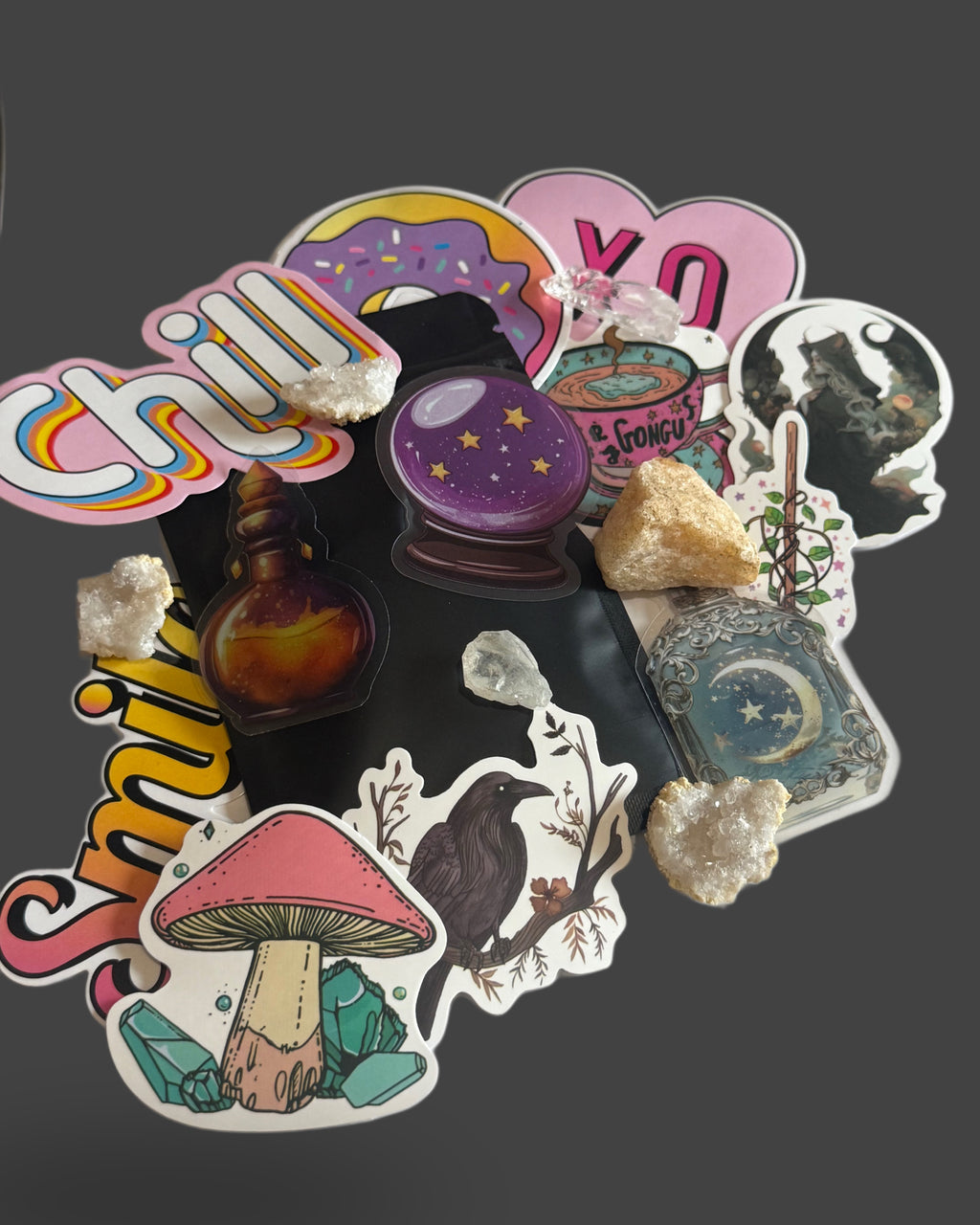 Veiled Stone & Seal Bundle - Mystery Crystal & Sticker Set