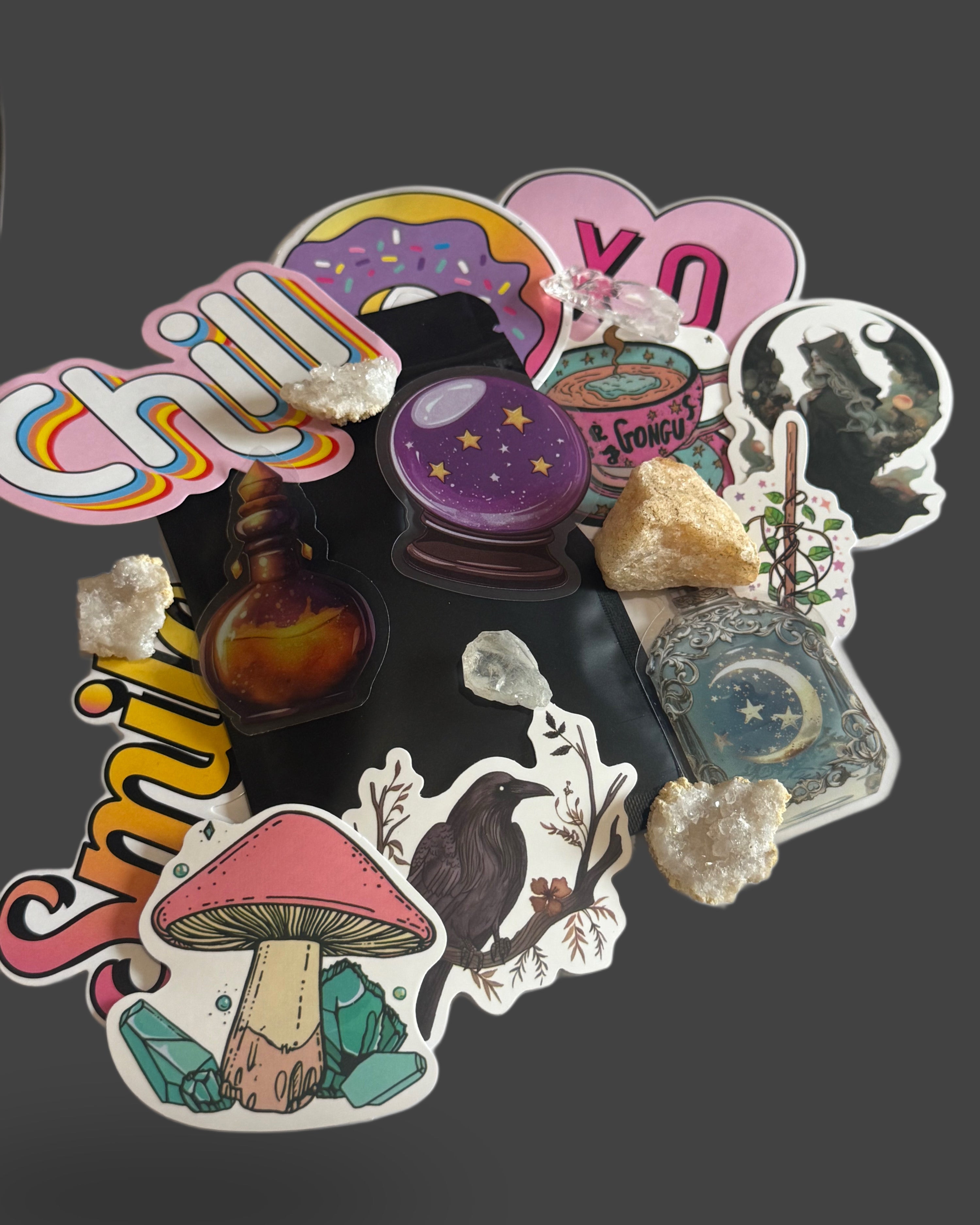 Veiled Stone & Seal Bundle - Mystery Crystal & Sticker Set