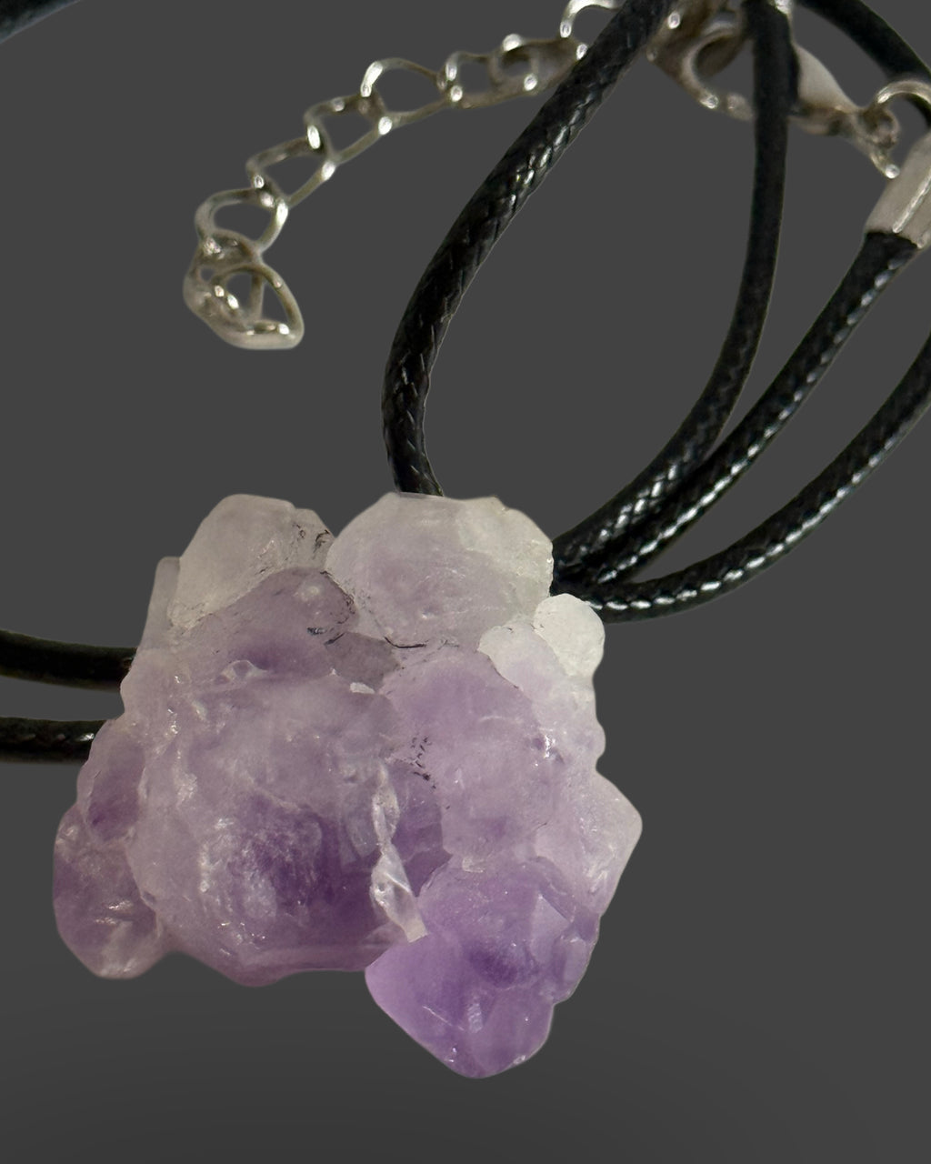 Raw Amethyst Chunk Necklace on Cord