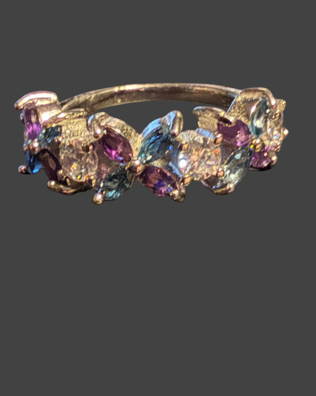 Blue Topaz & Amethyst Butterfly Ring