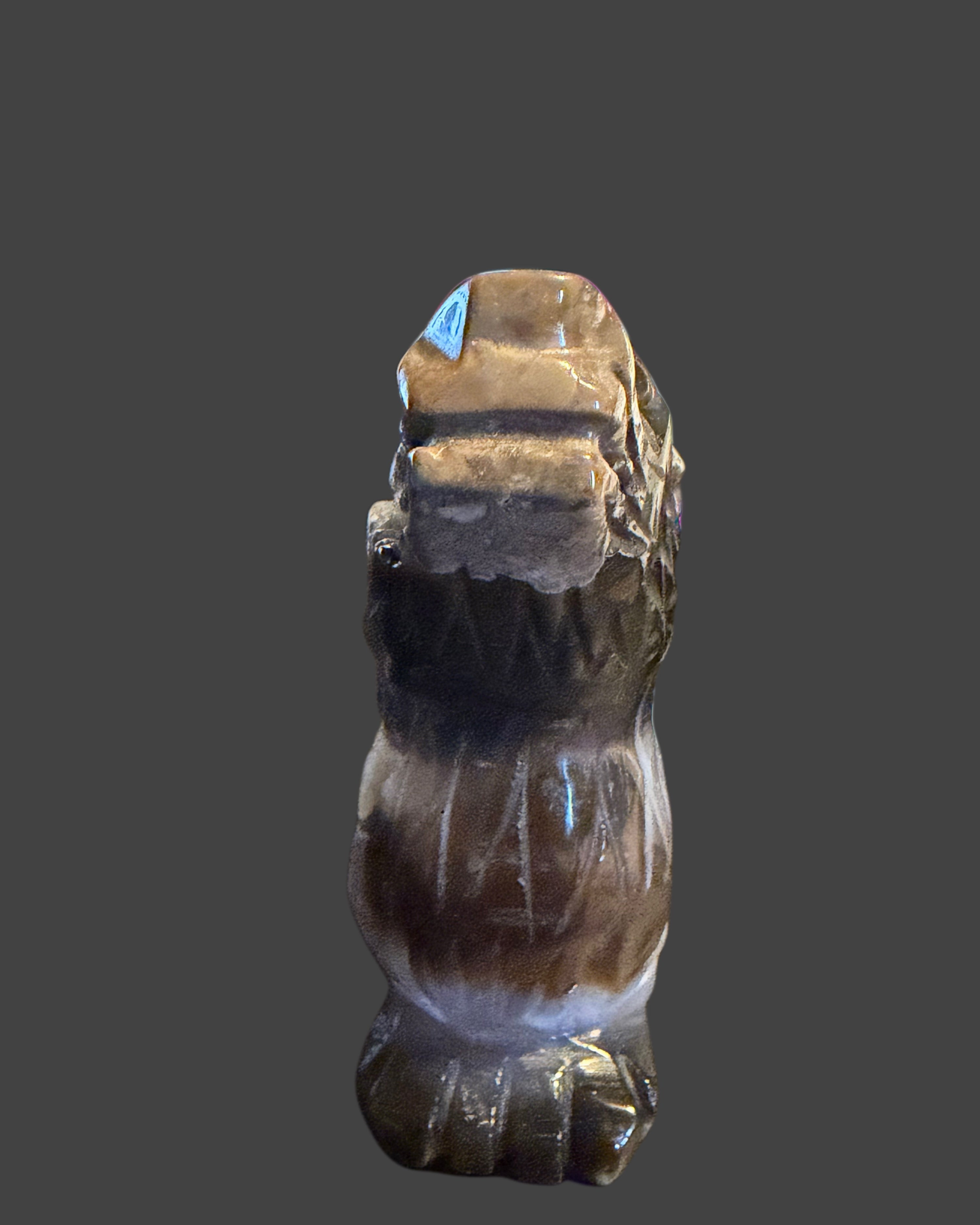 Volcano Agate Wolf Carving - Strength & Transformation