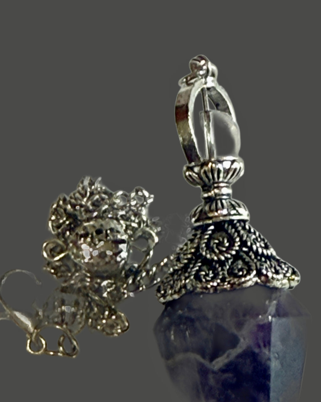Crystal Pendulum -Silver Plated Chain, Various Stones