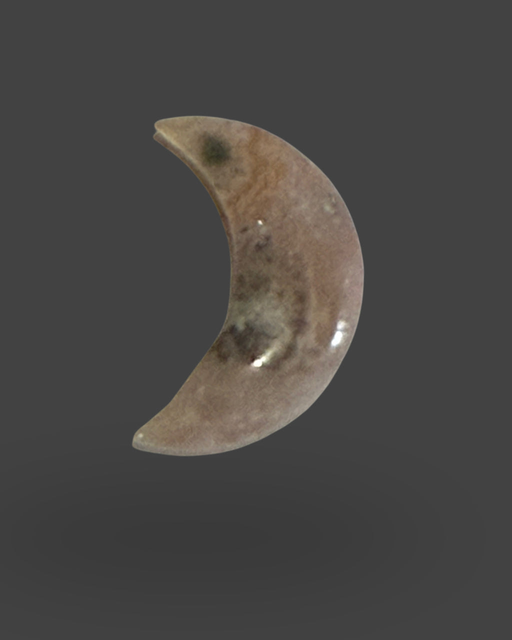 Flower Agate Crescent Moon - 1" Mini Carving