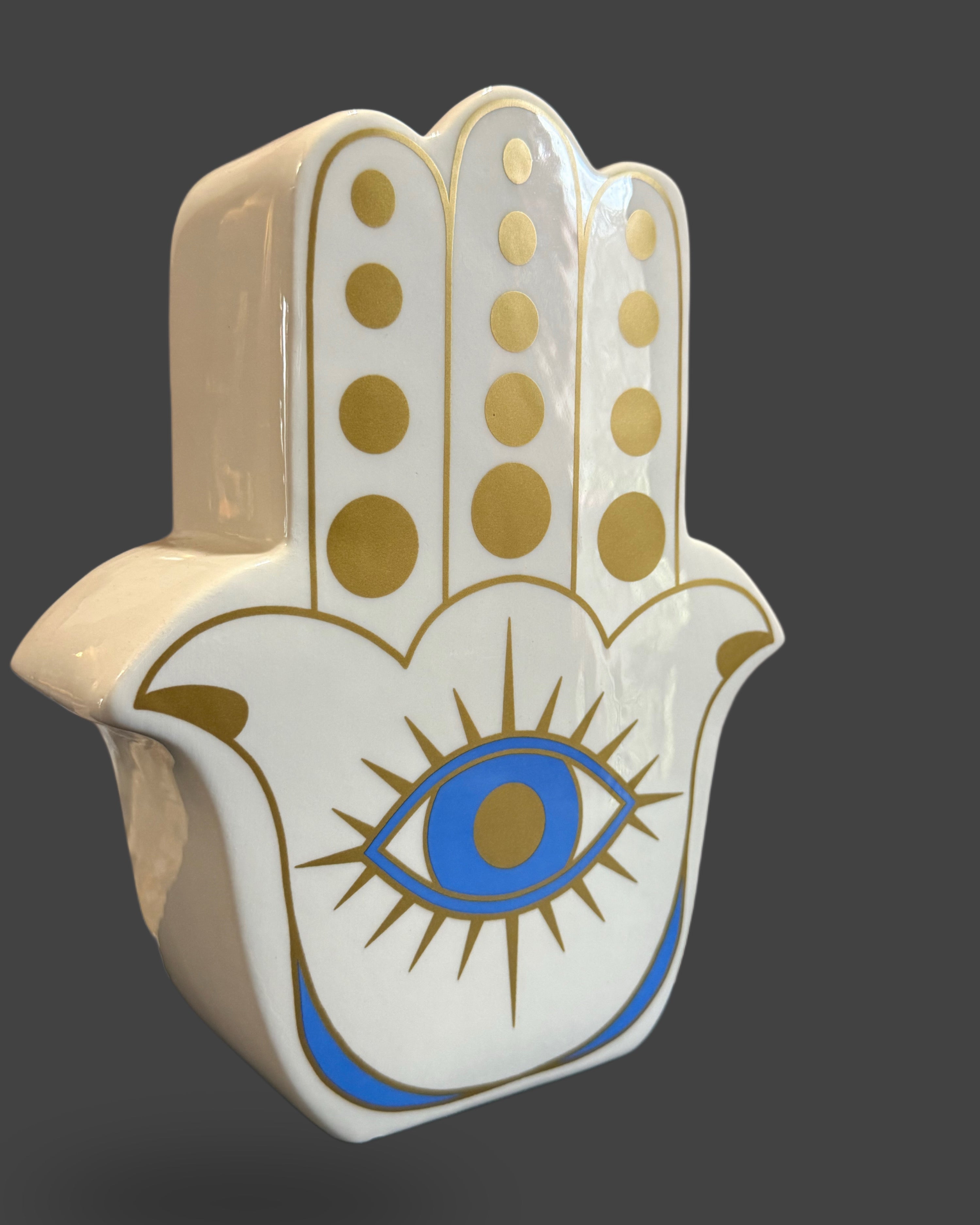 Evil Eye Hamsa Hand Vase _ Protection Decor