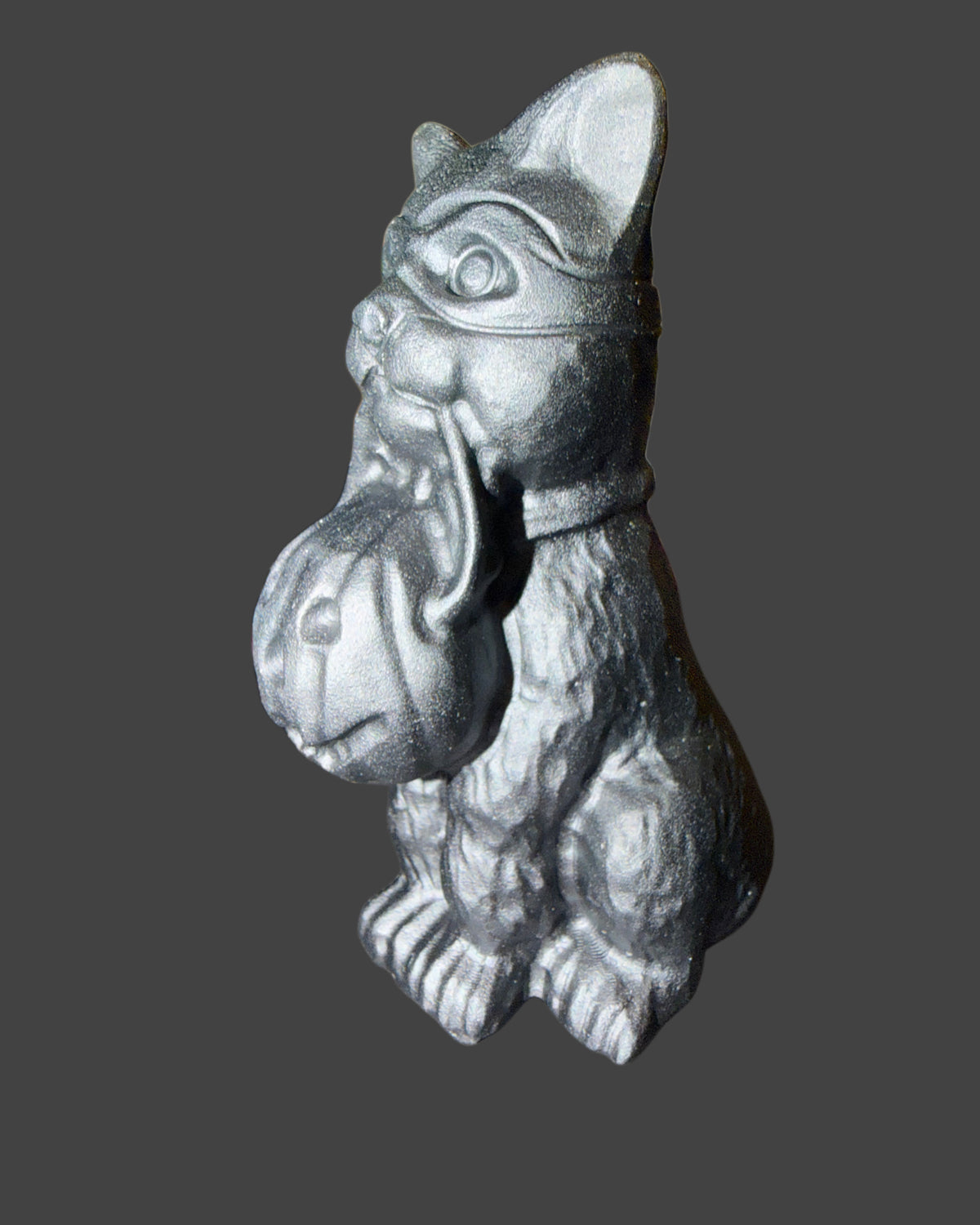 Halloween Kitty Obsidian Carving - 4 In.