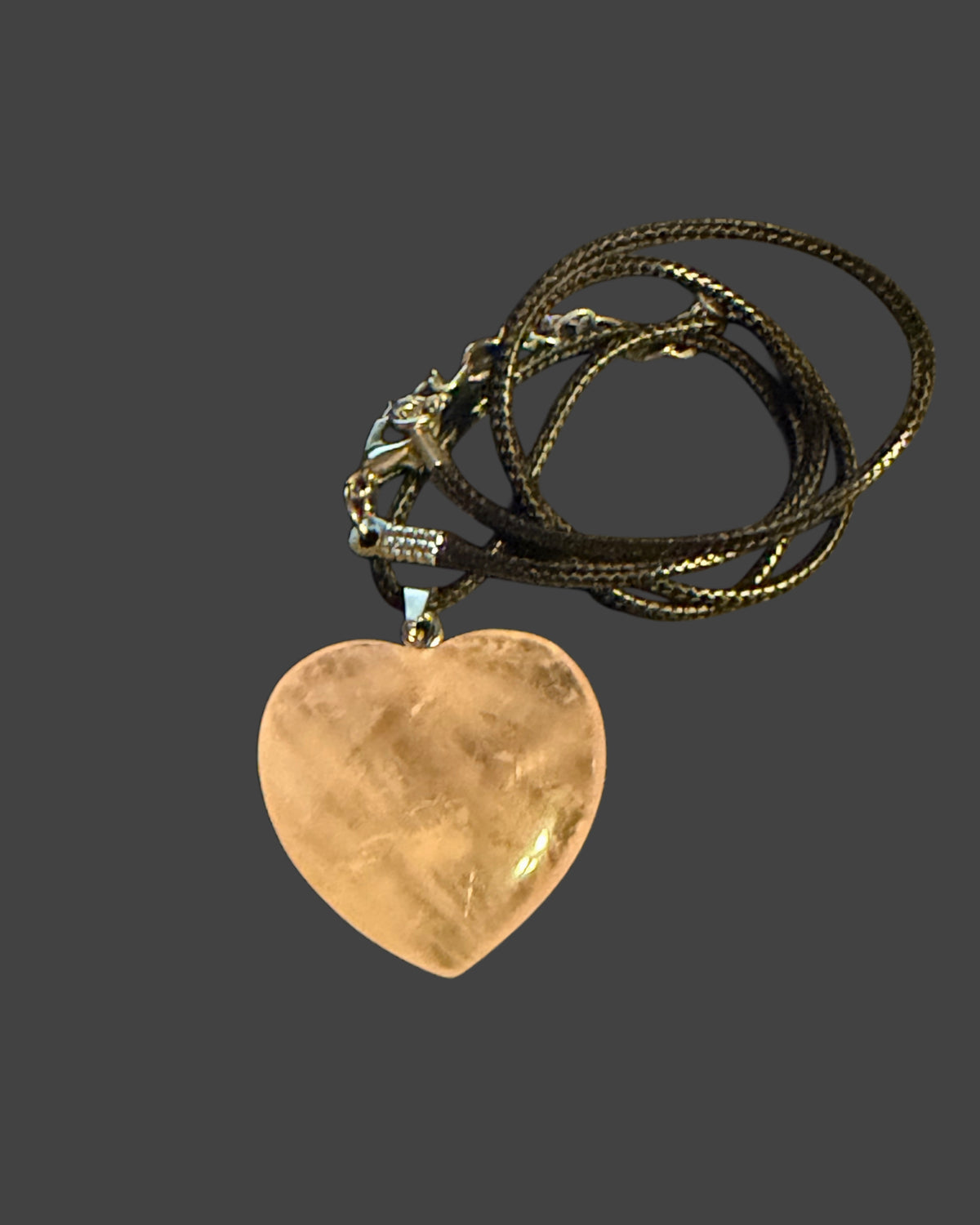 Natural Crystal Heart Necklace