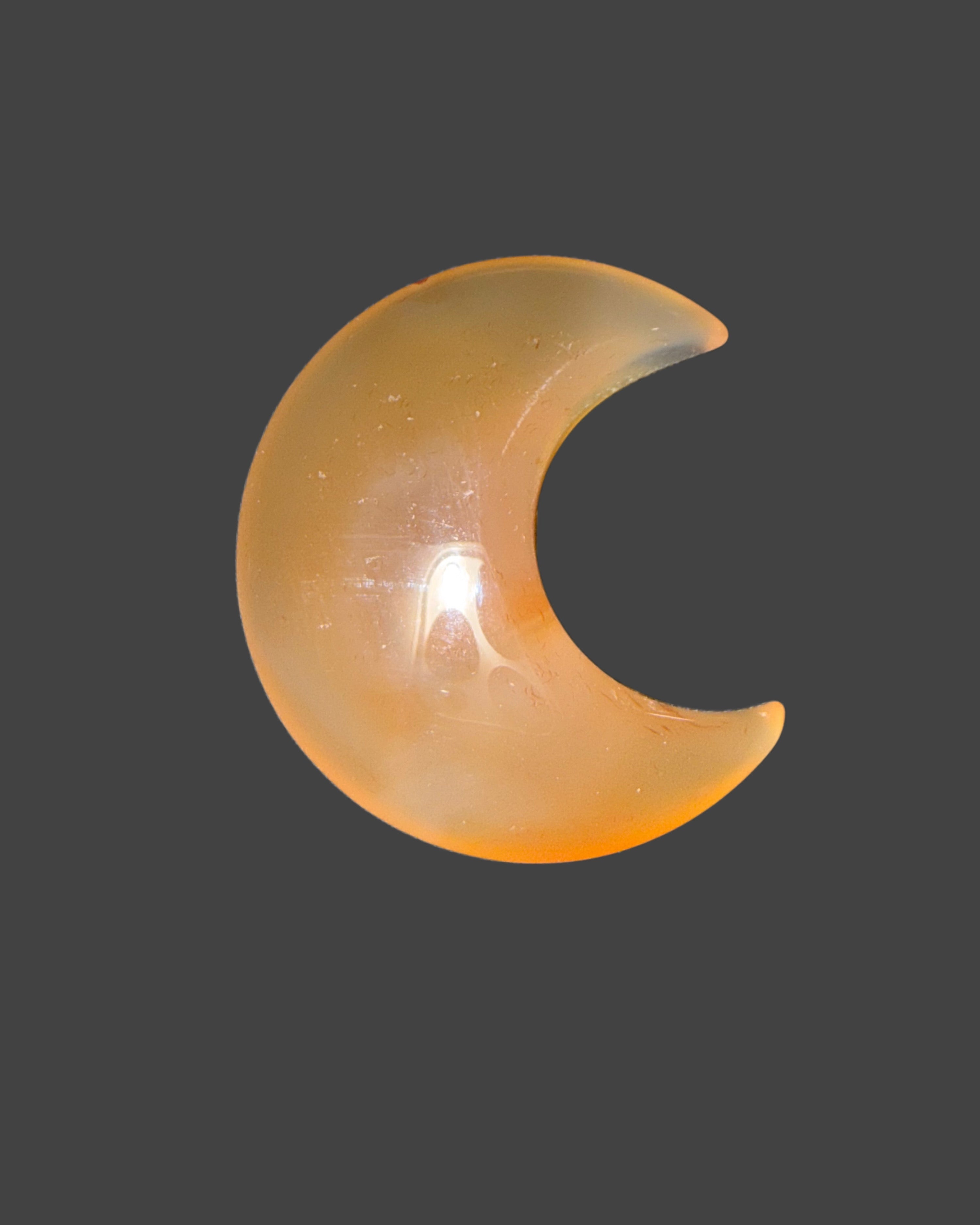 Carnelian Crescent Moon - 1" Mini Carving