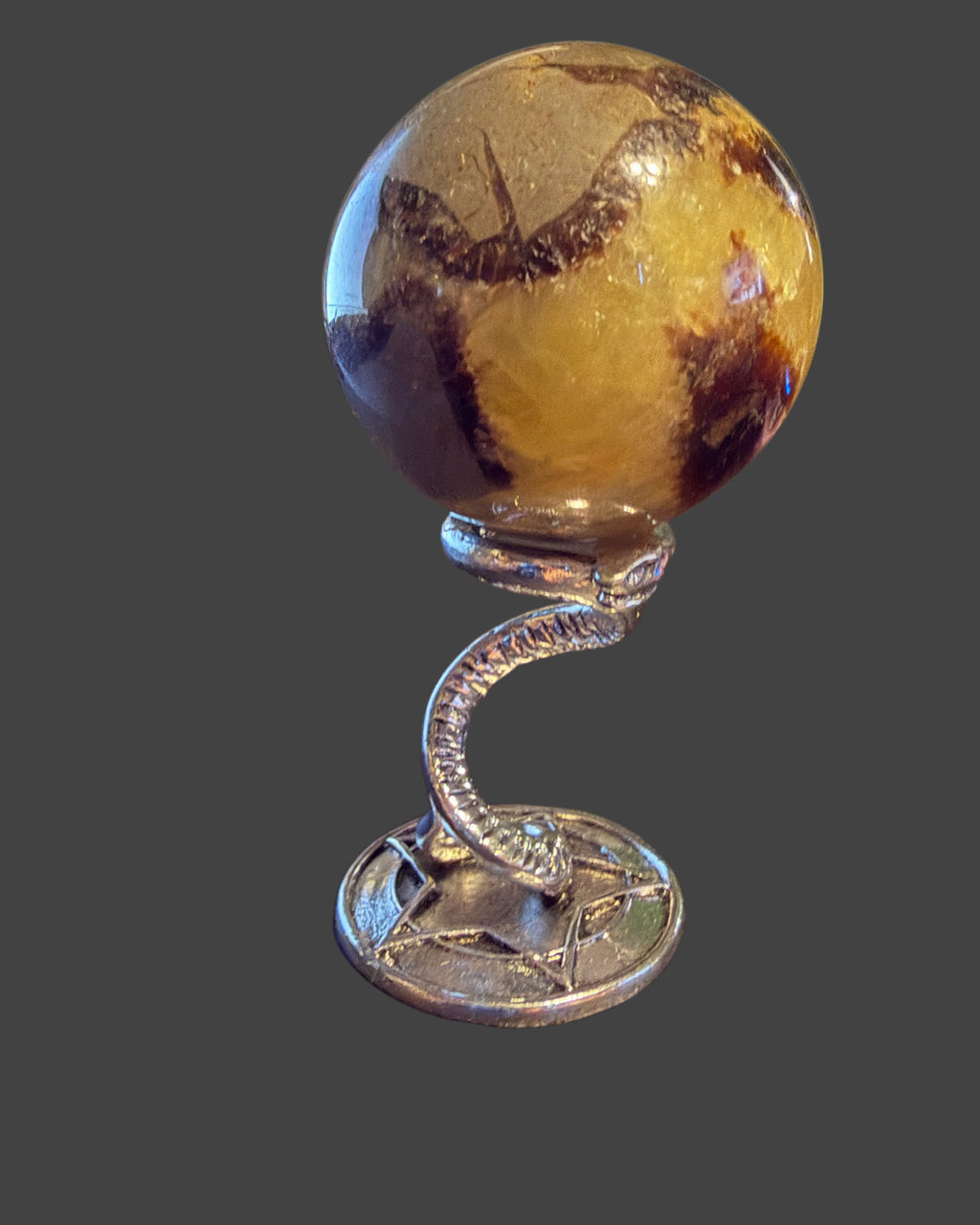Septarian Sphere on Silver-tone Serpent Stand