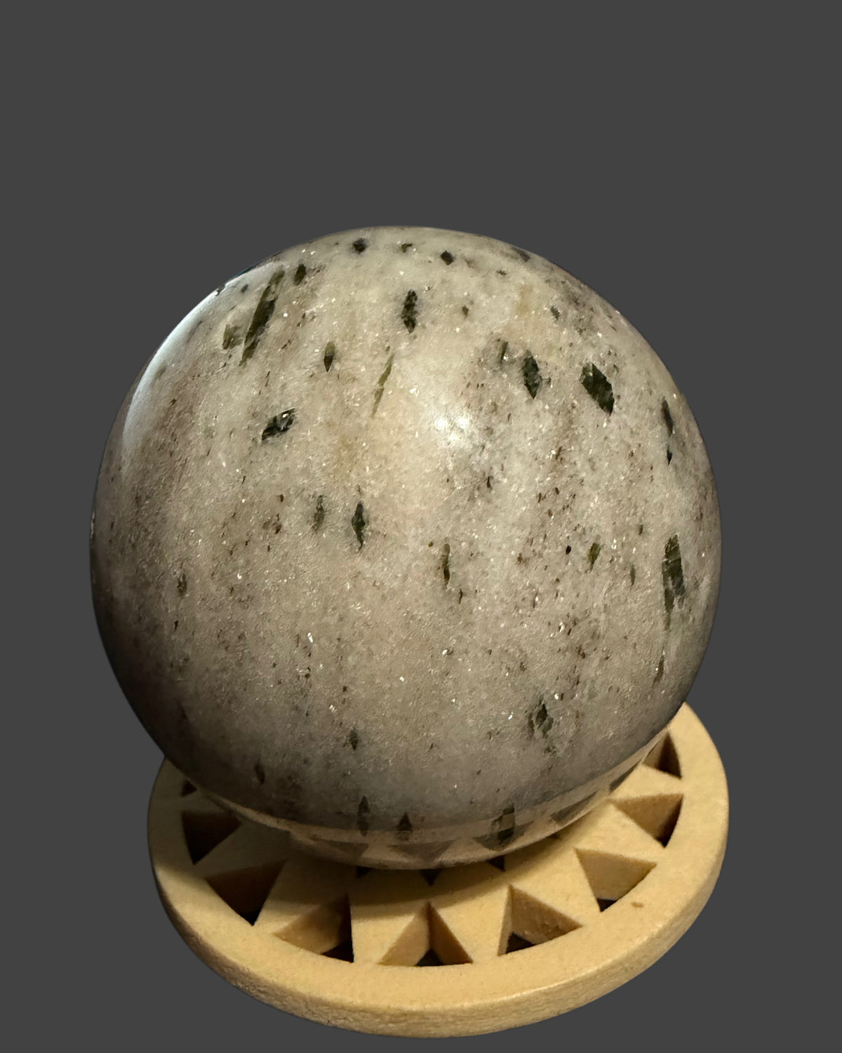 Green Tourmaline in Quartz Sphere - 49 mm.