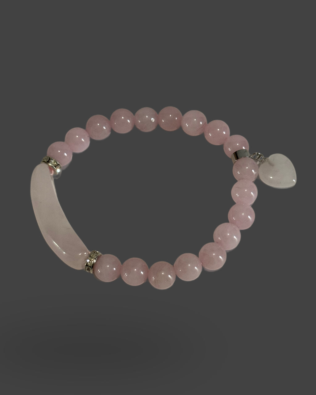 Rose Quartz Bracelet with Heart Charm