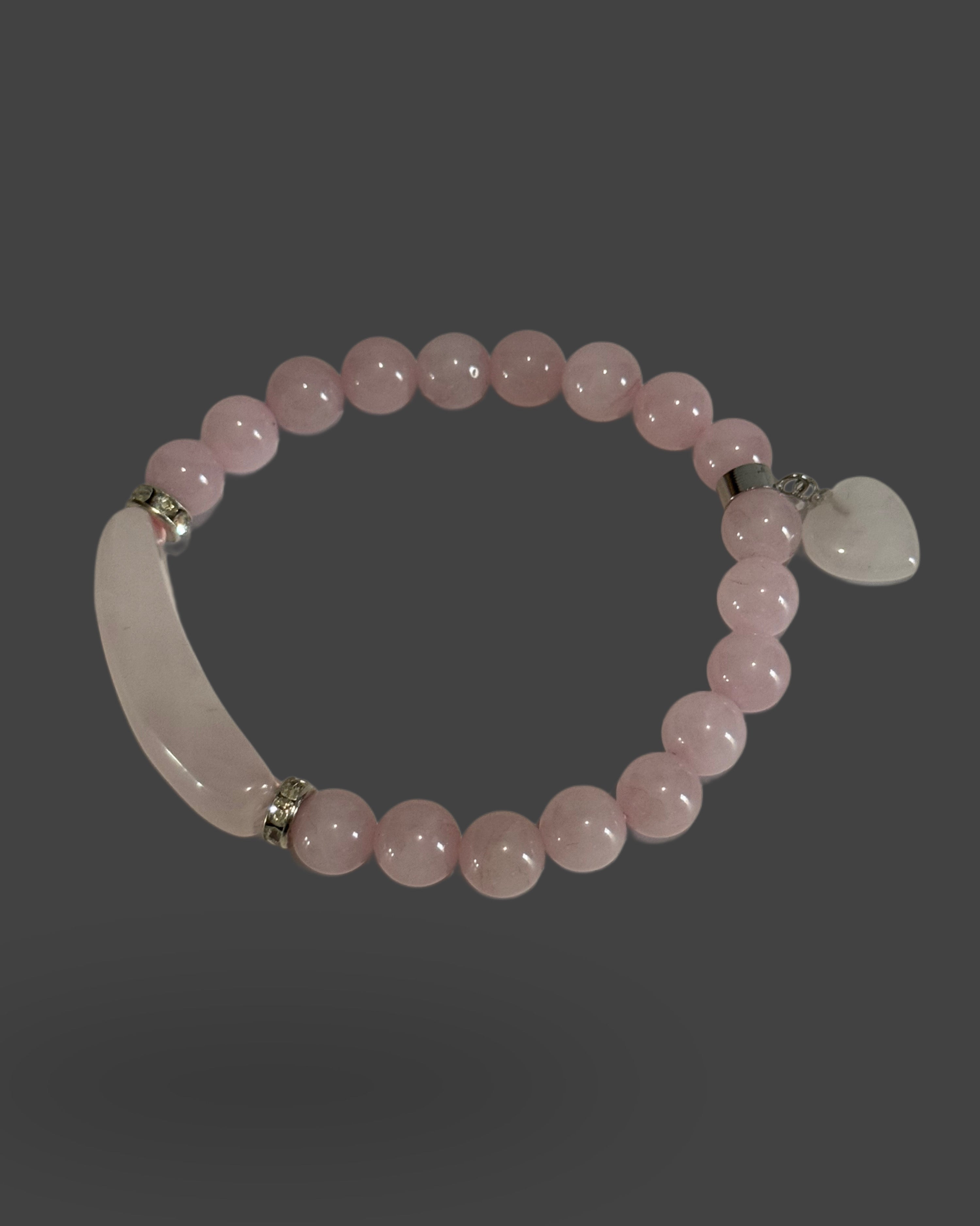 Rose Quartz Bracelet with Heart Charm