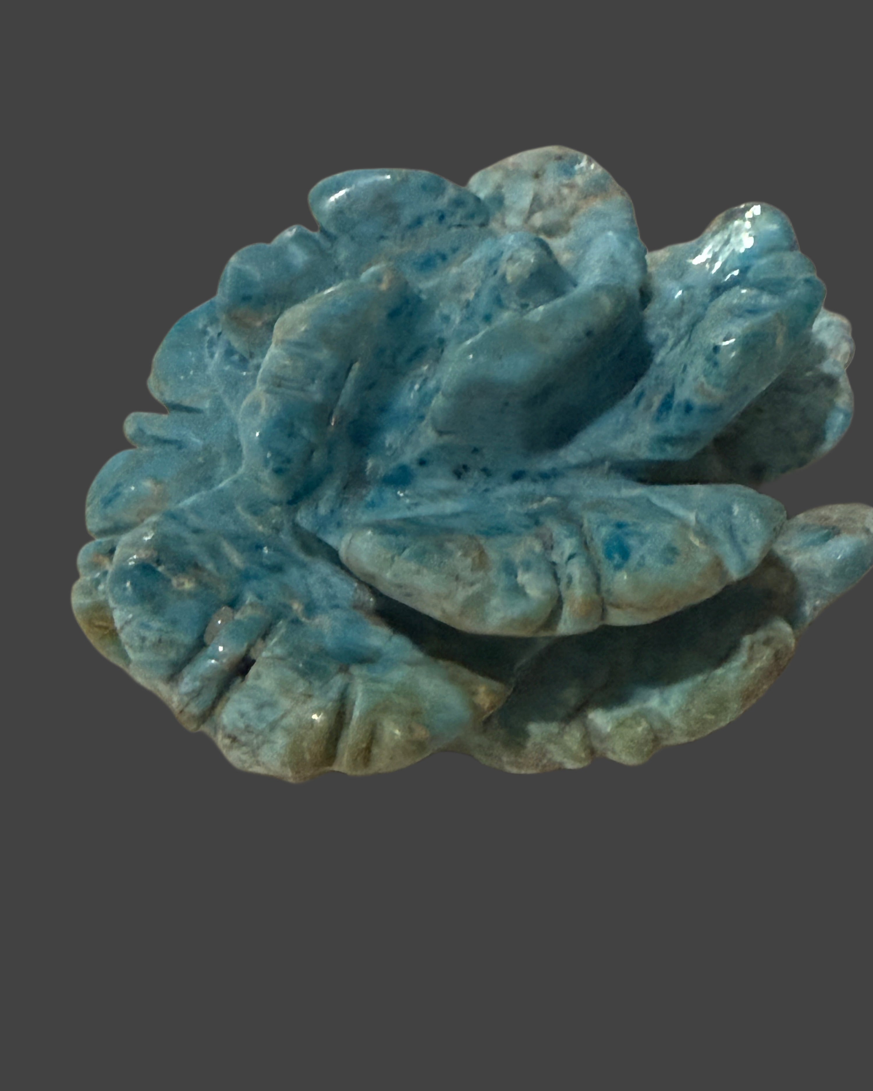 Blue Apatite Rose Carving - 2"