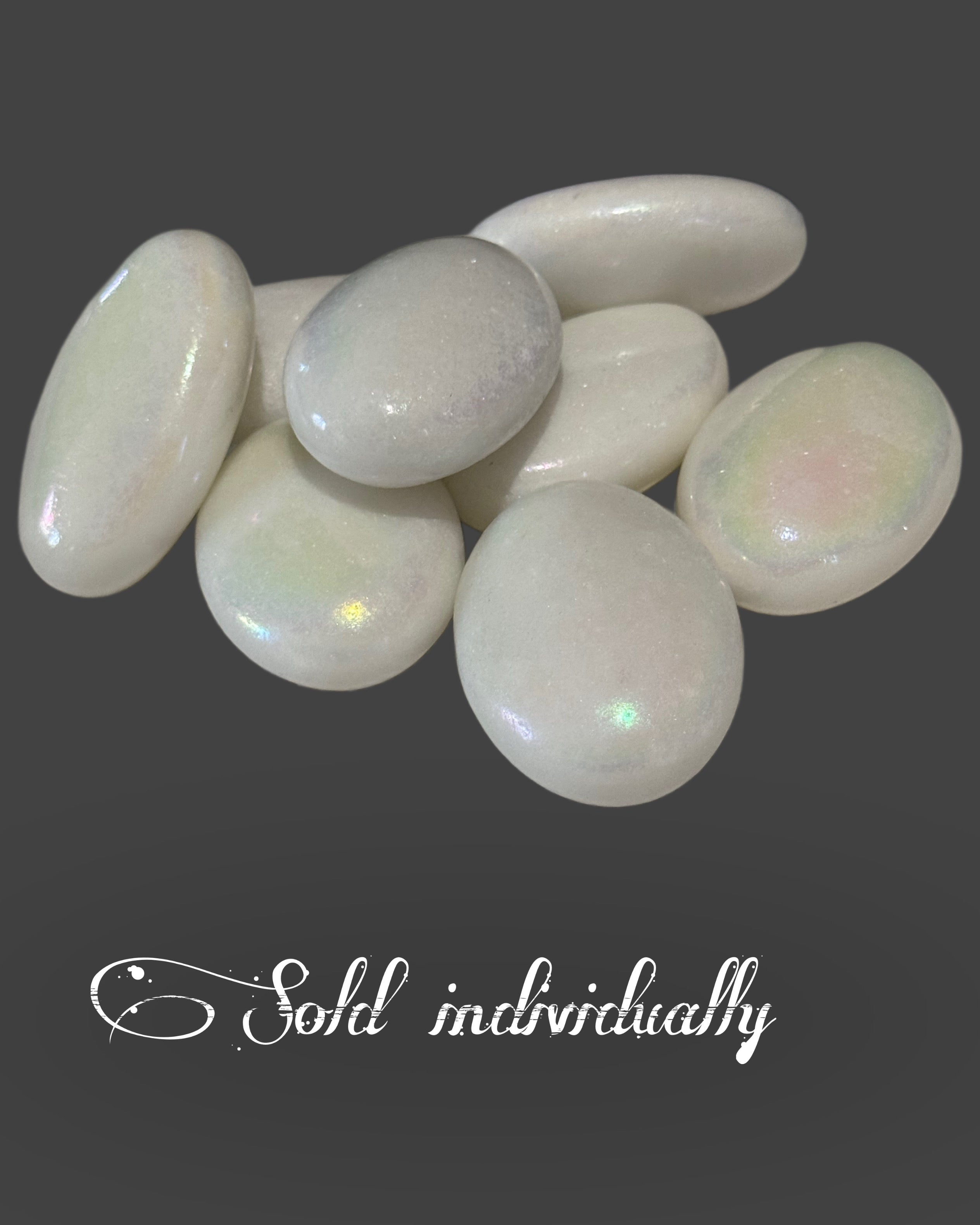 Aura Coated White Jade Palm Stone - 2 inches