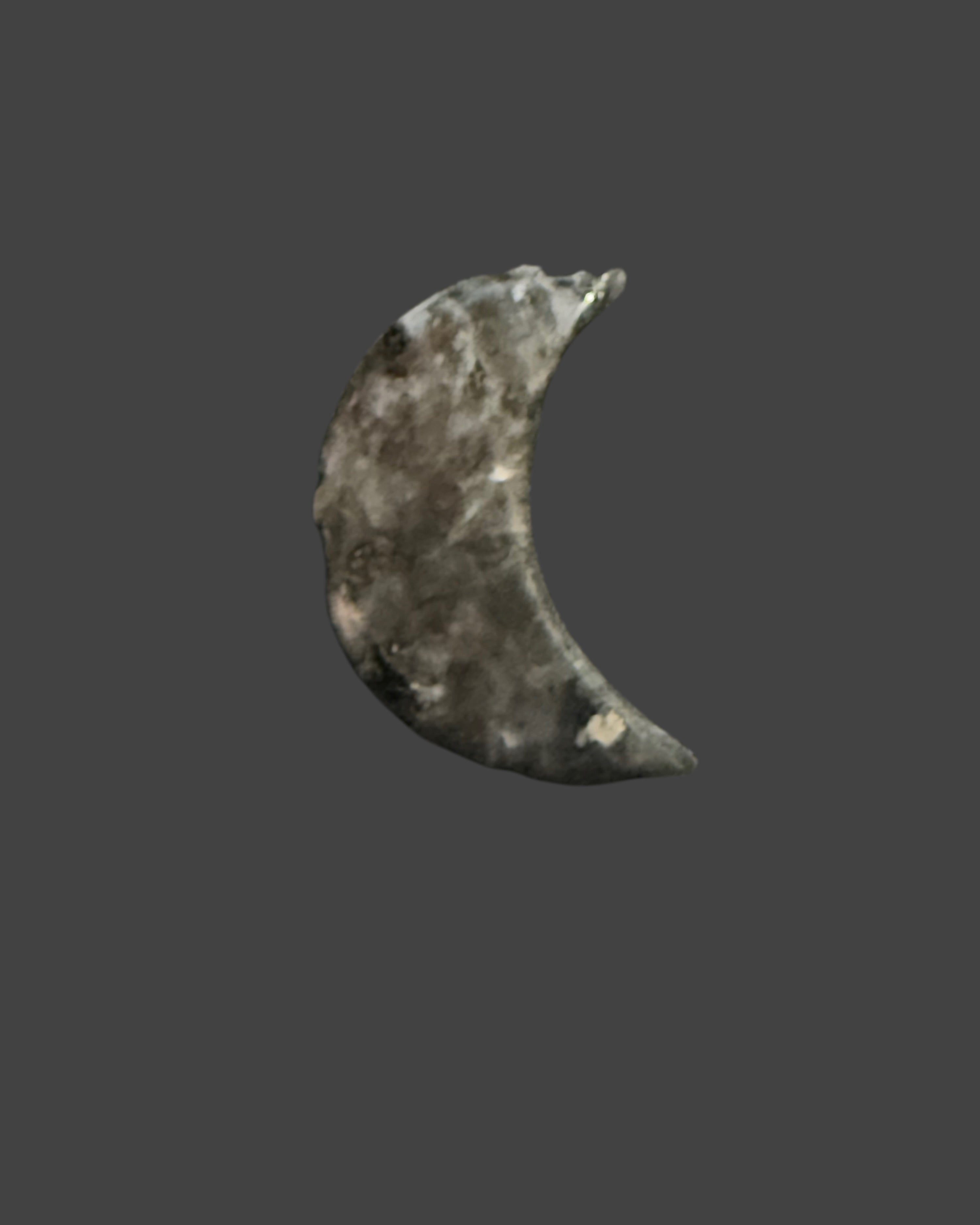 Black Moonstone Crescent Moon - 1" Mini Carving