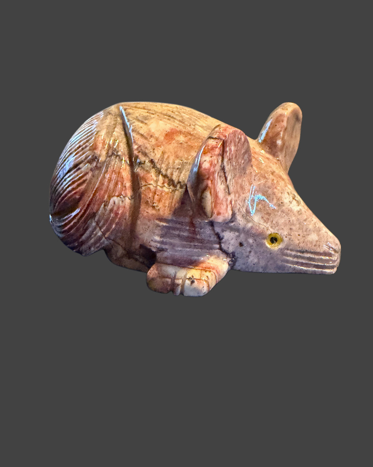 Carved Soapstone Rat - 3 In.