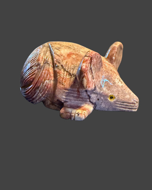 Carved Soapstone Rat - 3 In.