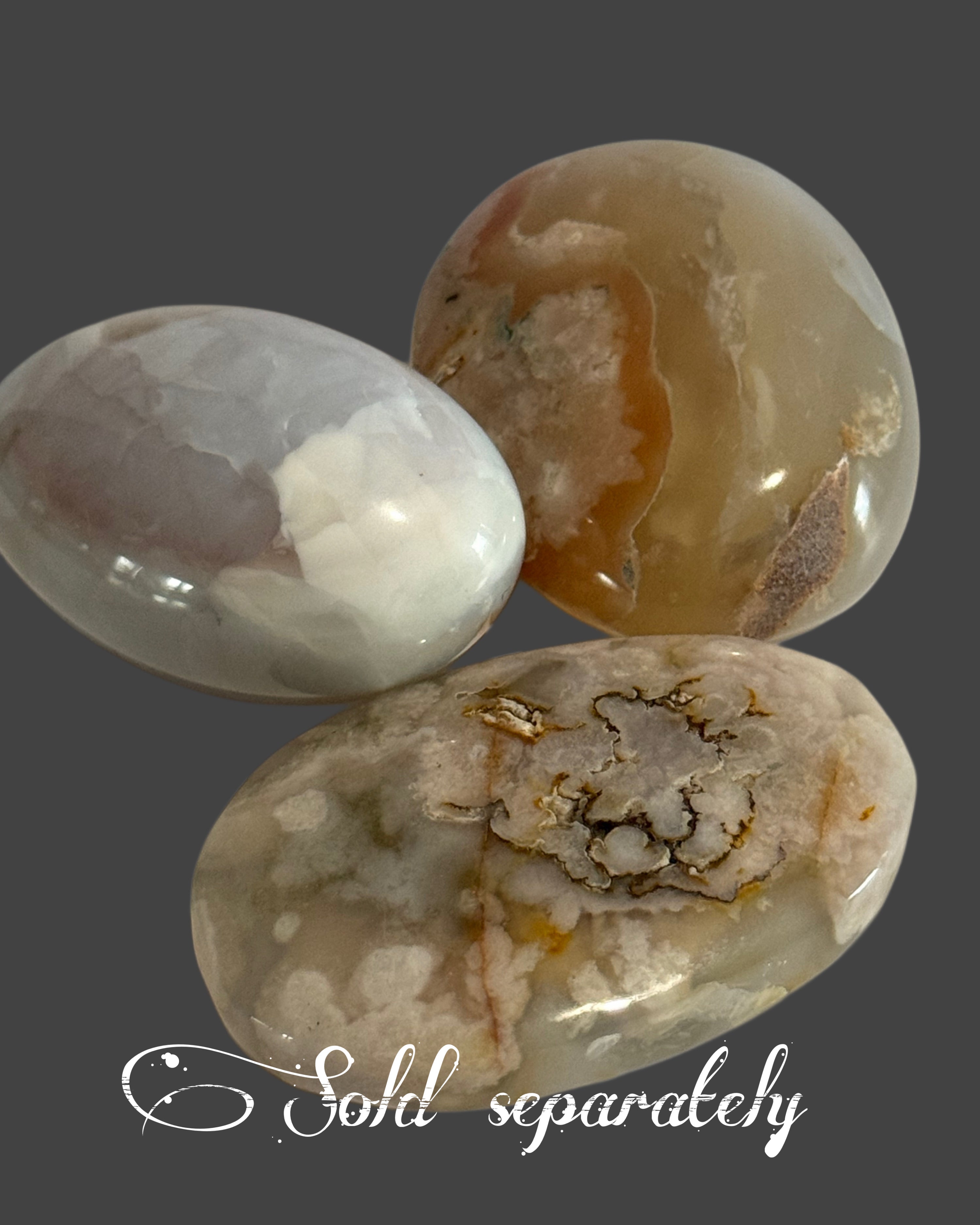Flower Agate Palm Stone - 2 inches